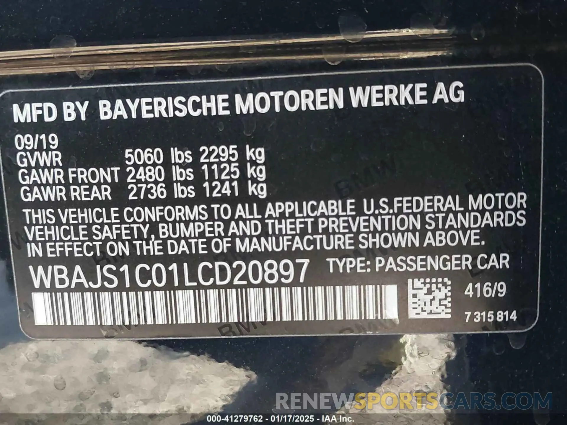 9 fotografías del automóvil dañado WBAJS1C01LCD20897 BMW 540 2020