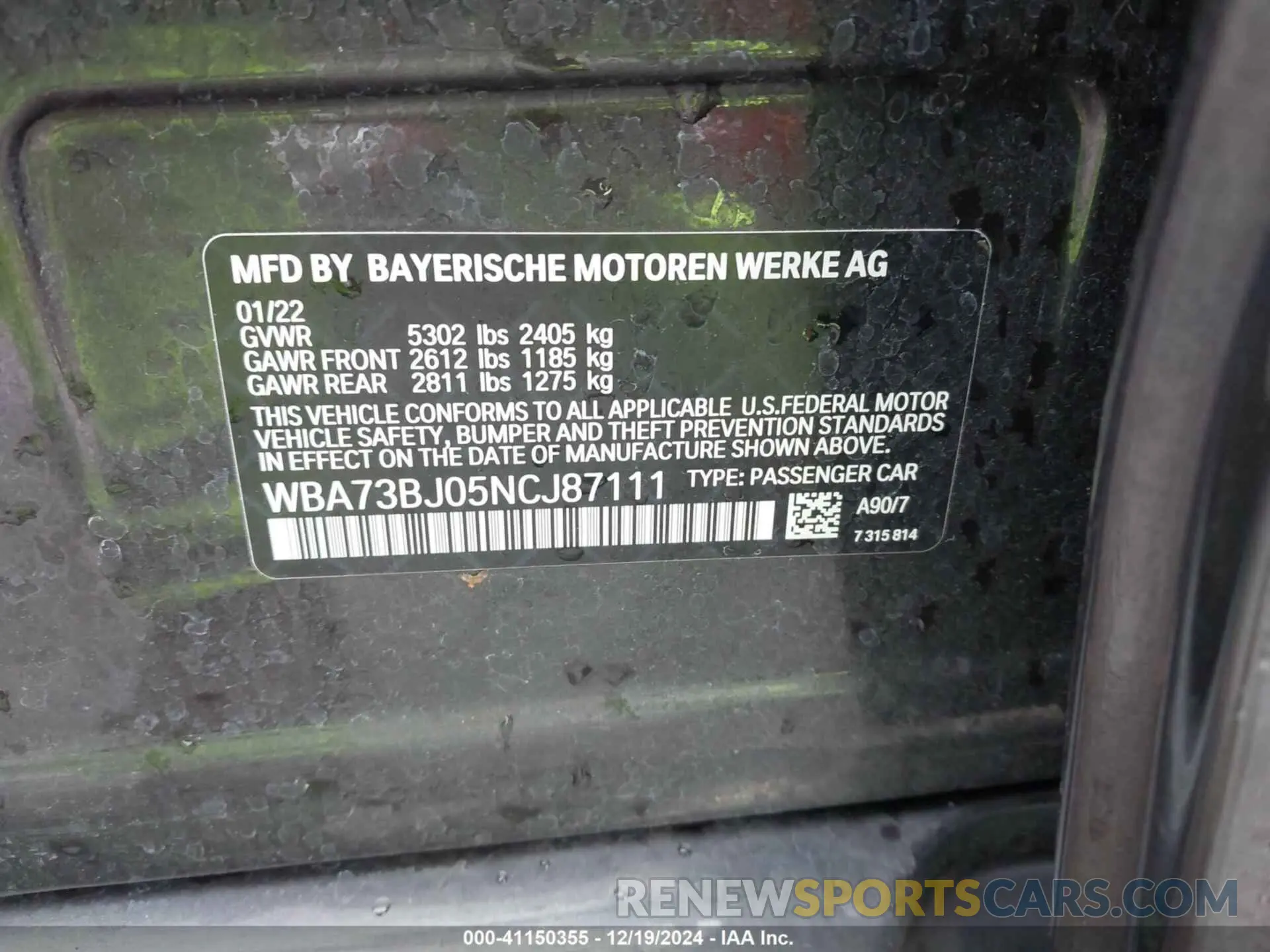 9 fotografías del automóvil dañado WBA73BJ05NCJ87111 BMW 540 2022