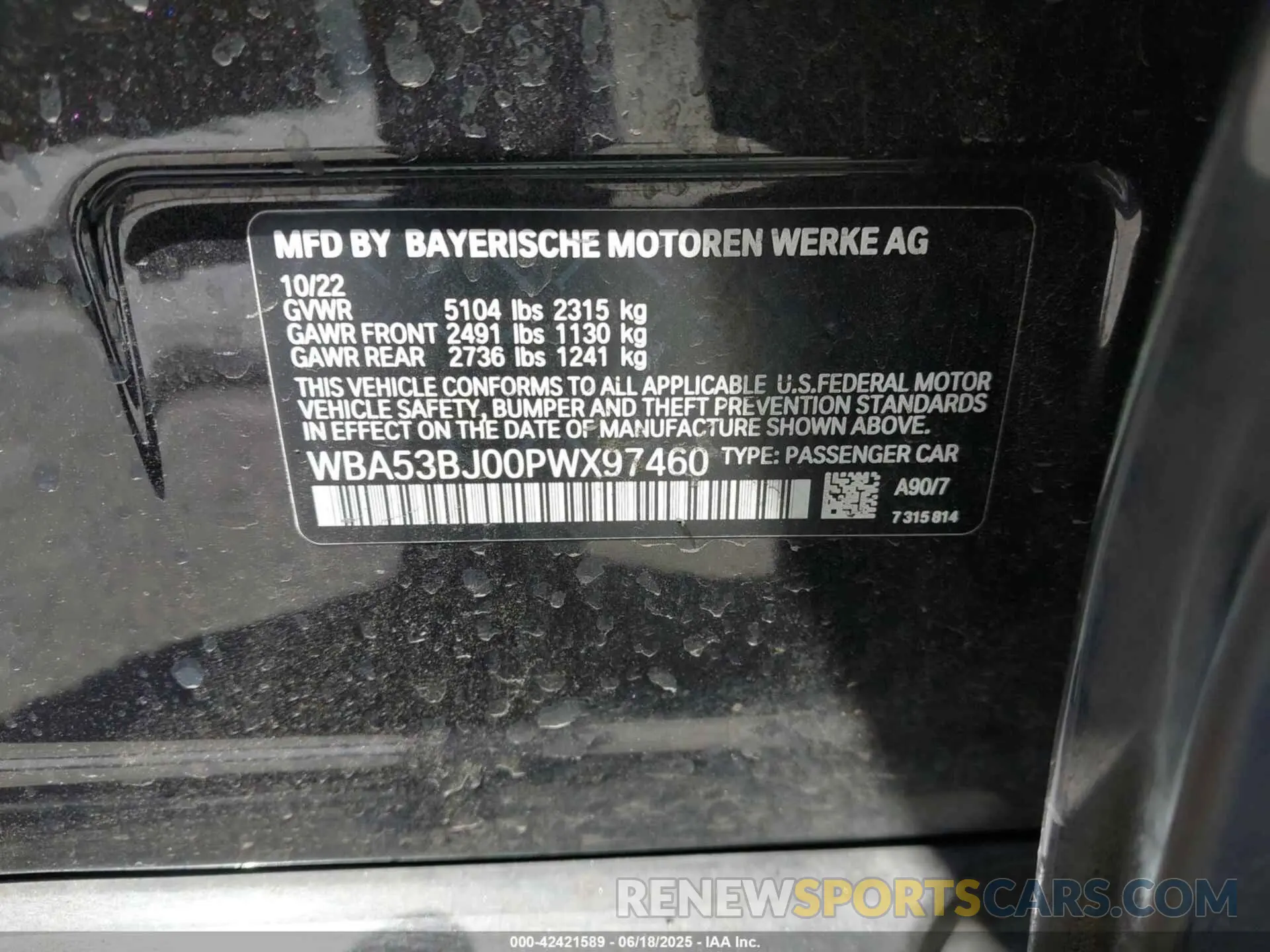 9 fotografías del automóvil dañado WBA53BJ00PWX97460 BMW 540 2023