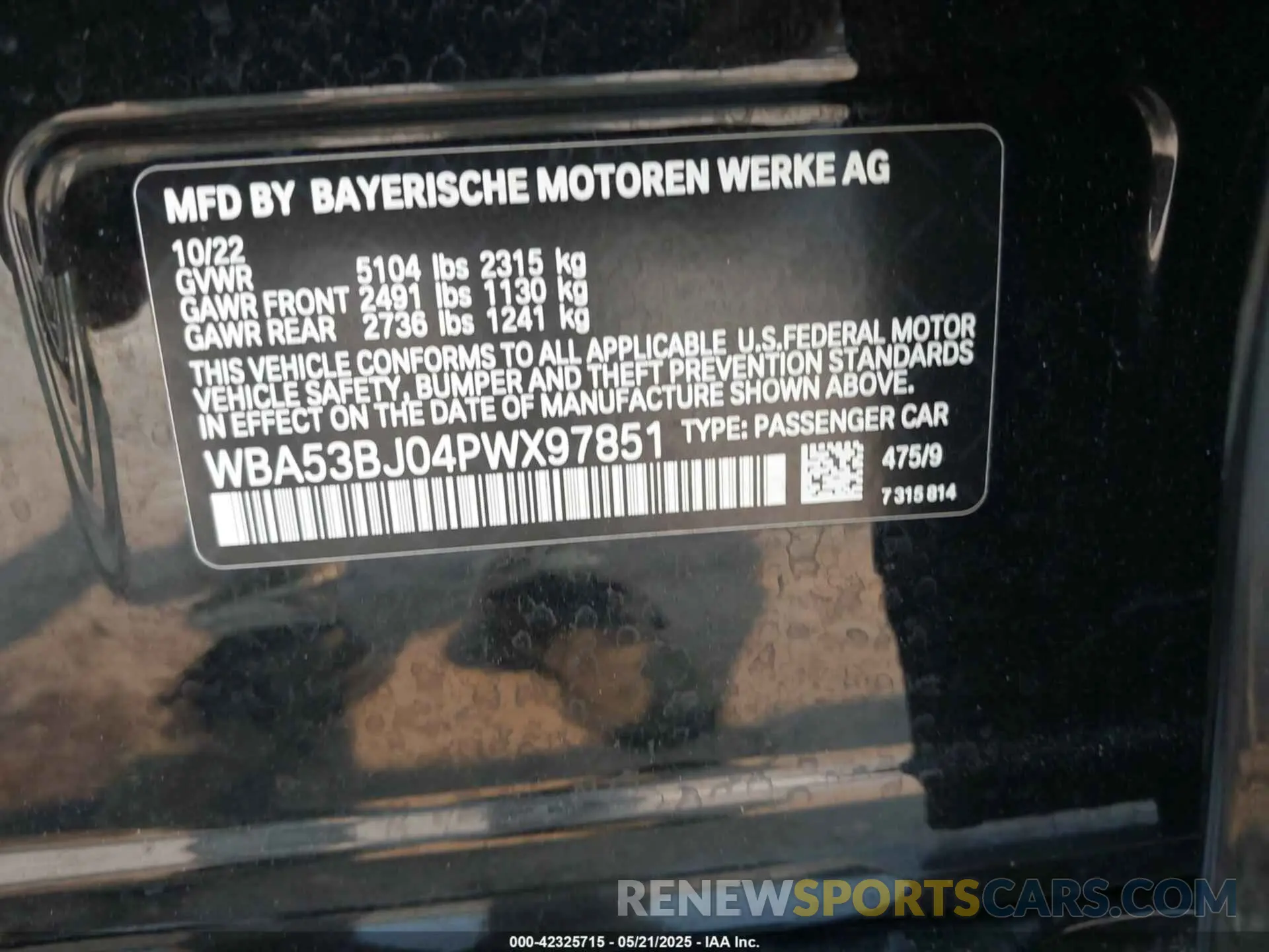 9 fotografías del automóvil dañado WBA53BJ04PWX97851 BMW 540 2023
