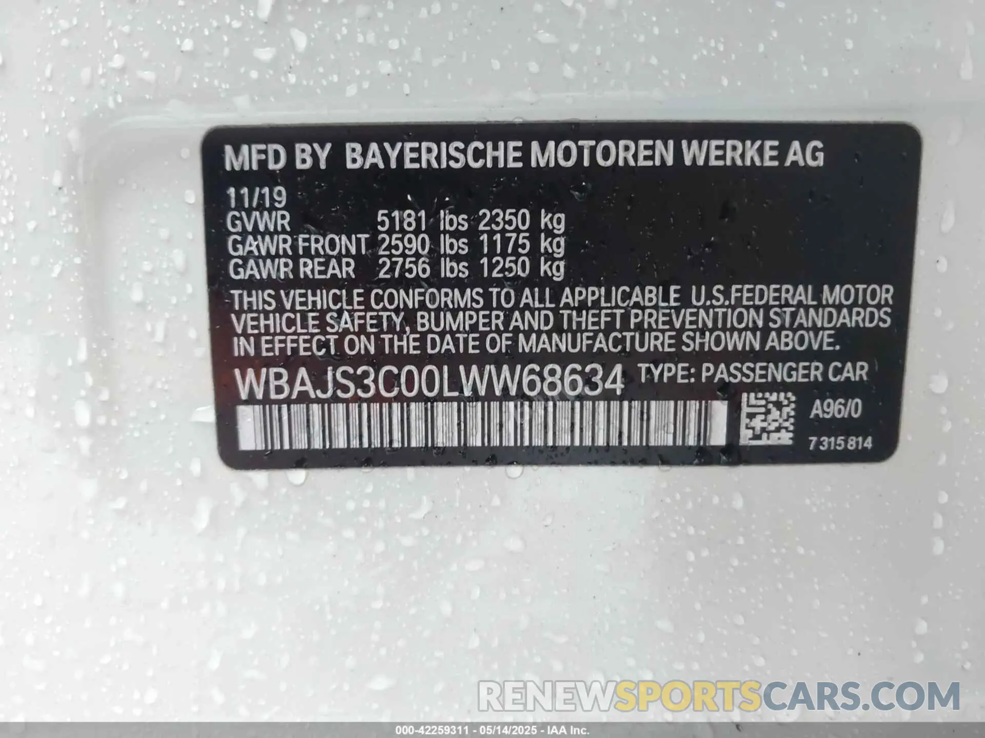 9 fotografías del automóvil dañado WBAJS3C00LWW68634 BMW 540I 2020