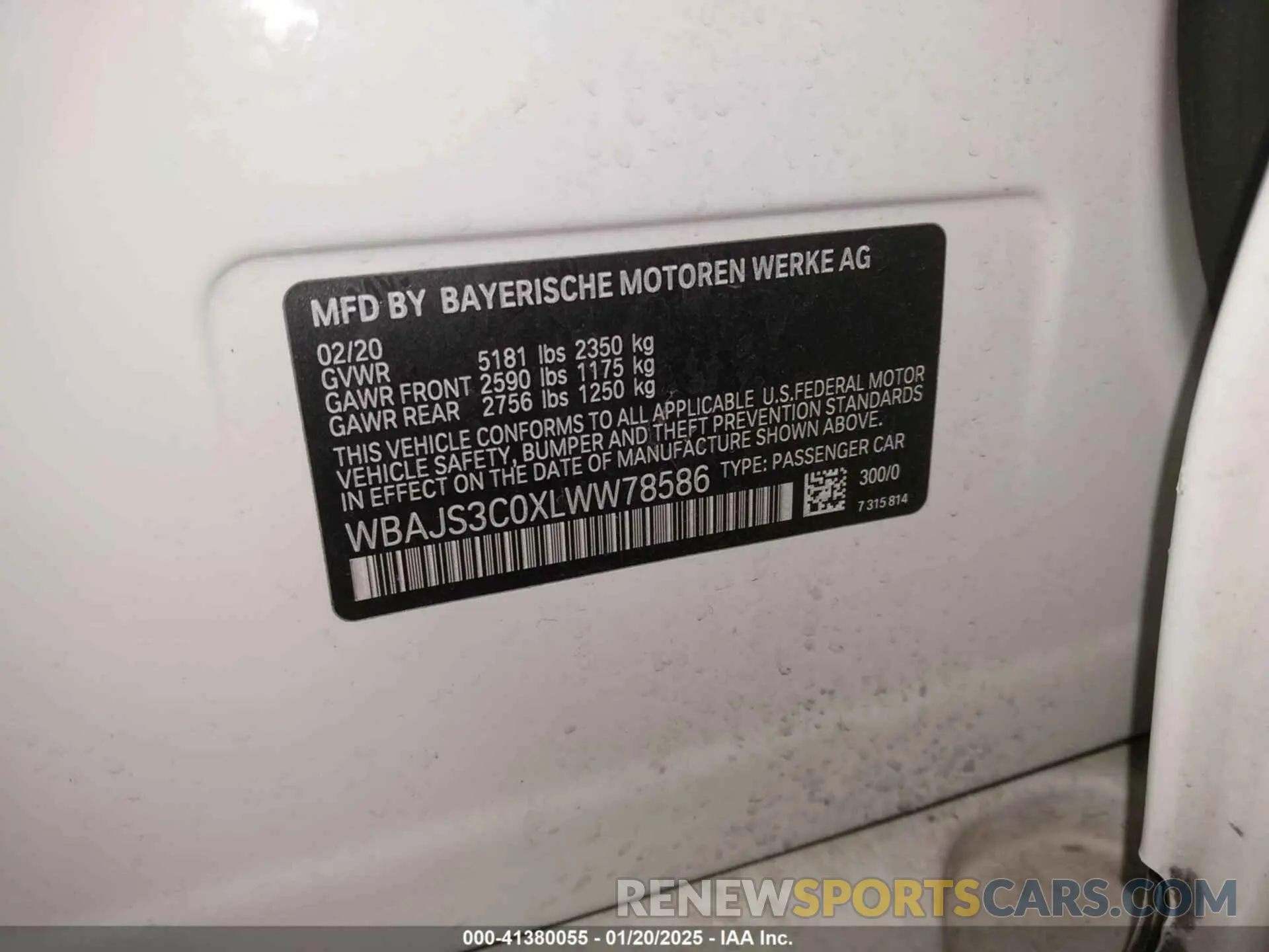 9 fotografías del automóvil dañado WBAJS3C0XLWW78586 BMW 540I 2020