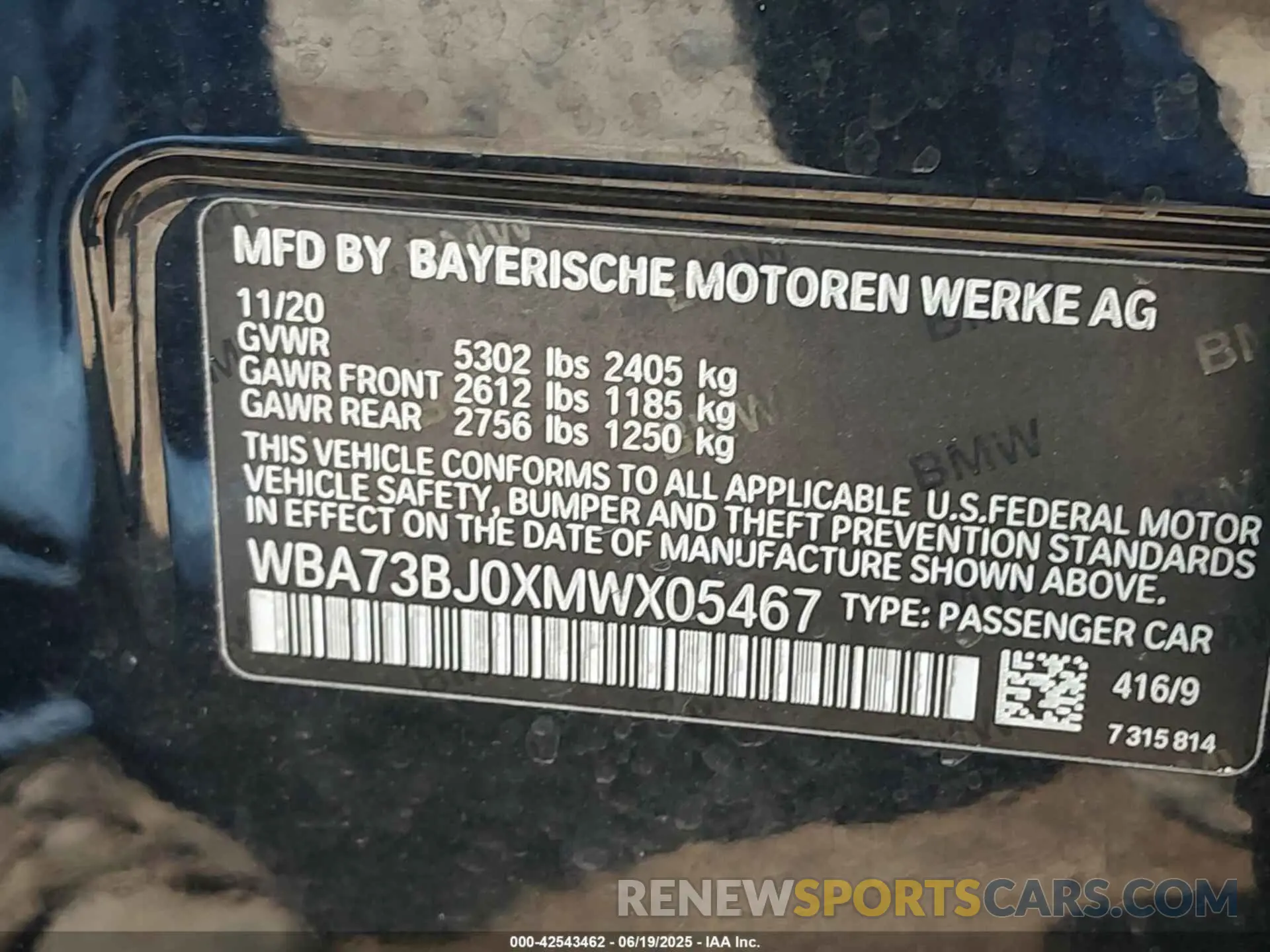 9 fotografías del automóvil dañado WBA73BJ0XMWX05467 BMW 540I 2021