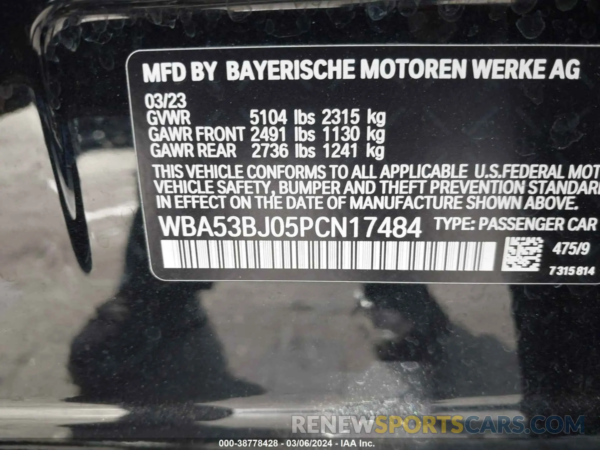 9 fotografías del automóvil dañado WBA53BJ05PCN17484 BMW 540I 2023