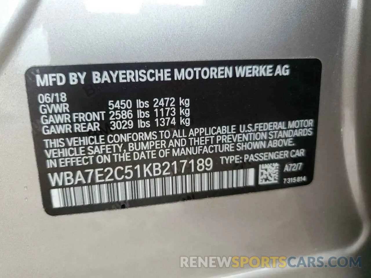 12 fotografías del automóvil dañado WBA7E2C51KB217189 BMW 7 SERIES 2019