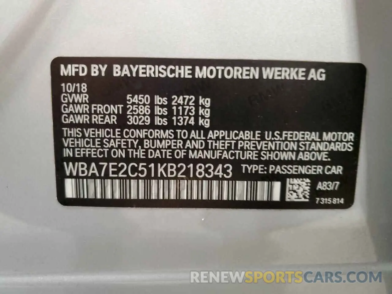 12 fotografías del automóvil dañado WBA7E2C51KB218343 BMW 7 SERIES 2019
