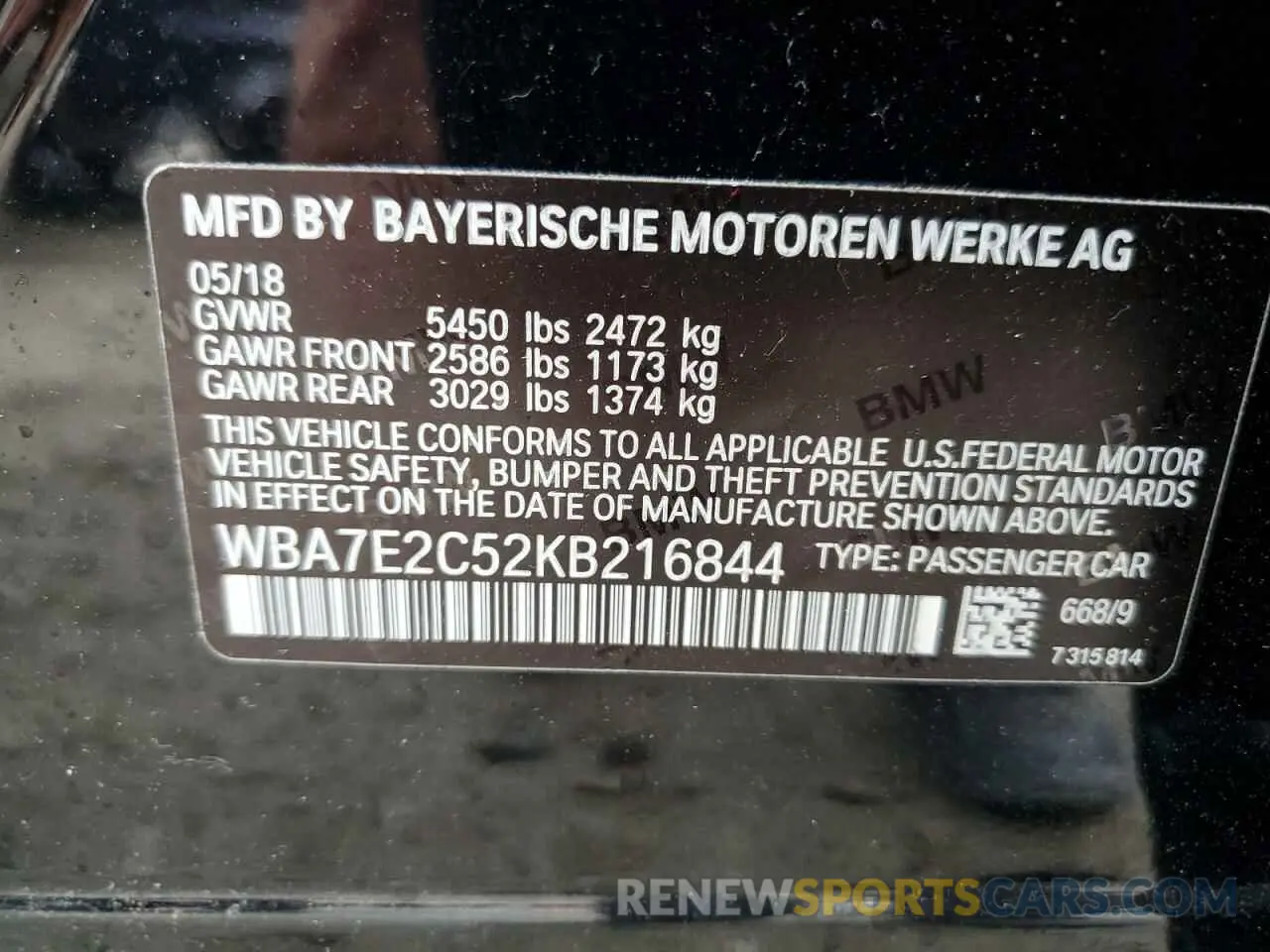 12 fotografías del automóvil dañado WBA7E2C52KB216844 BMW 7 SERIES 2019