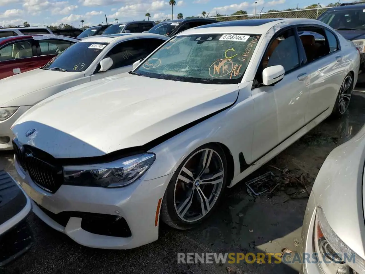 2 fotografías del automóvil dañado WBA7E2C55KB218409 BMW 7 SERIES 2019