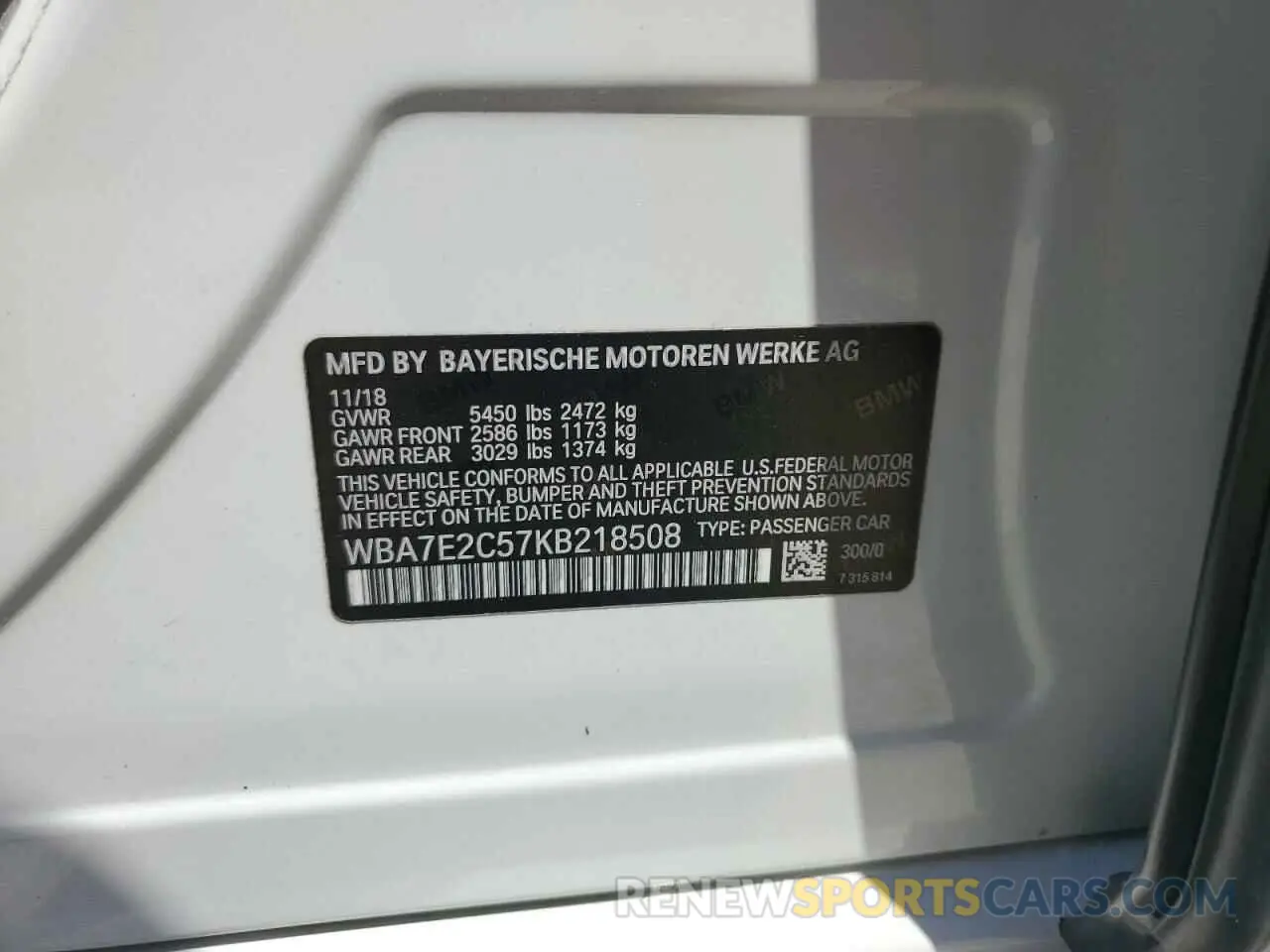 12 fotografías del automóvil dañado WBA7E2C57KB218508 BMW 7 SERIES 2019
