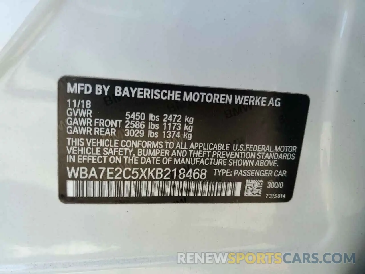 13 fotografías del automóvil dañado WBA7E2C5XKB218468 BMW 7 SERIES 2019