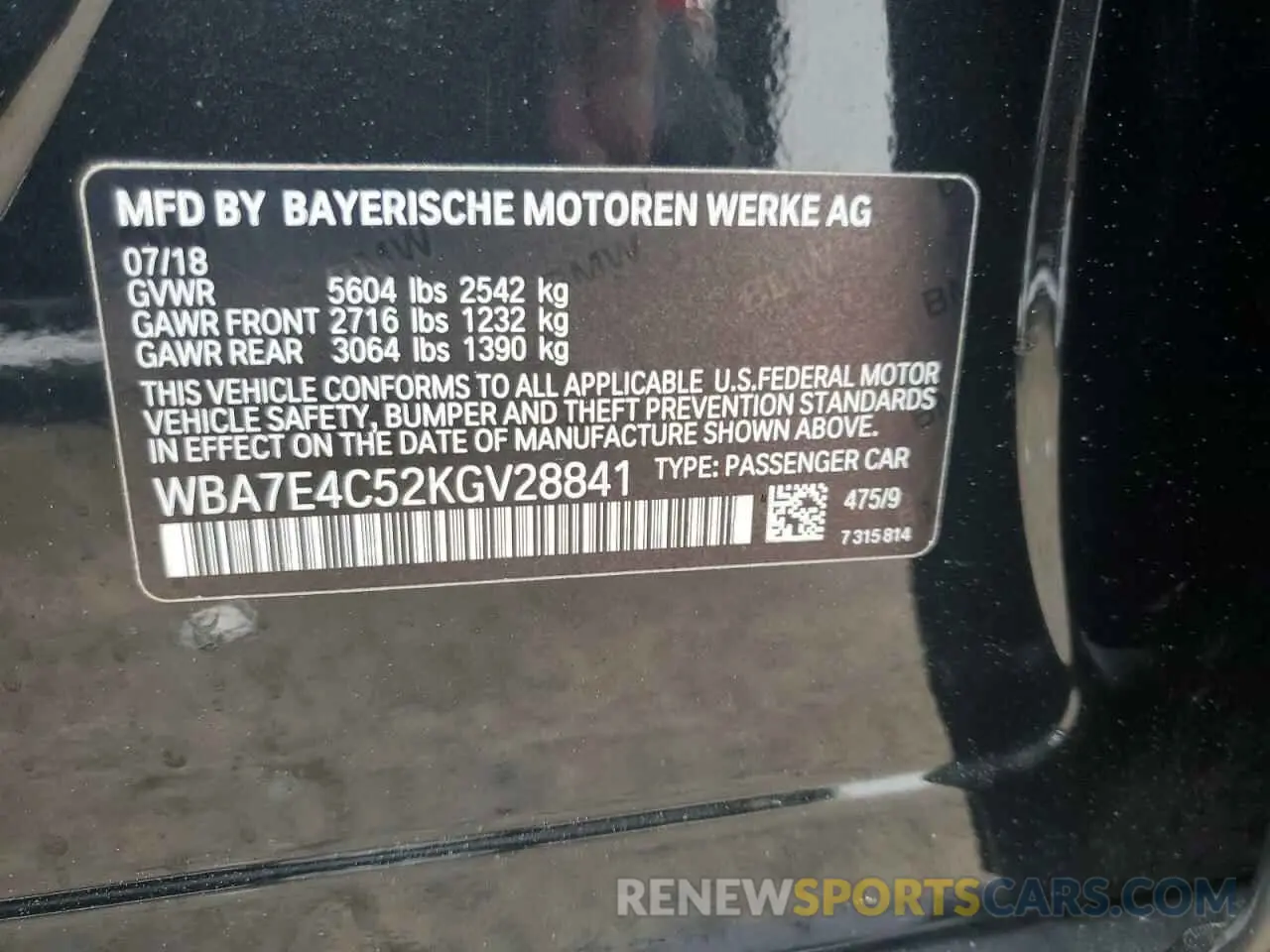 13 fotografías del automóvil dañado WBA7E4C52KGV28841 BMW 7 SERIES 2019