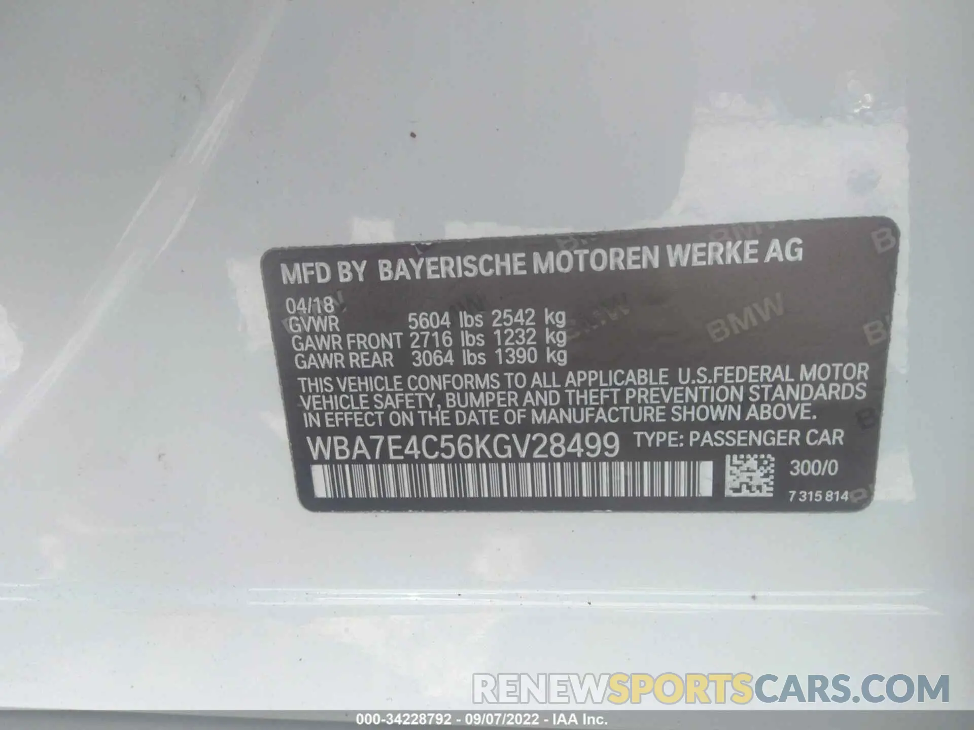 9 fotografías del automóvil dañado WBA7E4C56KGV28499 BMW 7 SERIES 2019