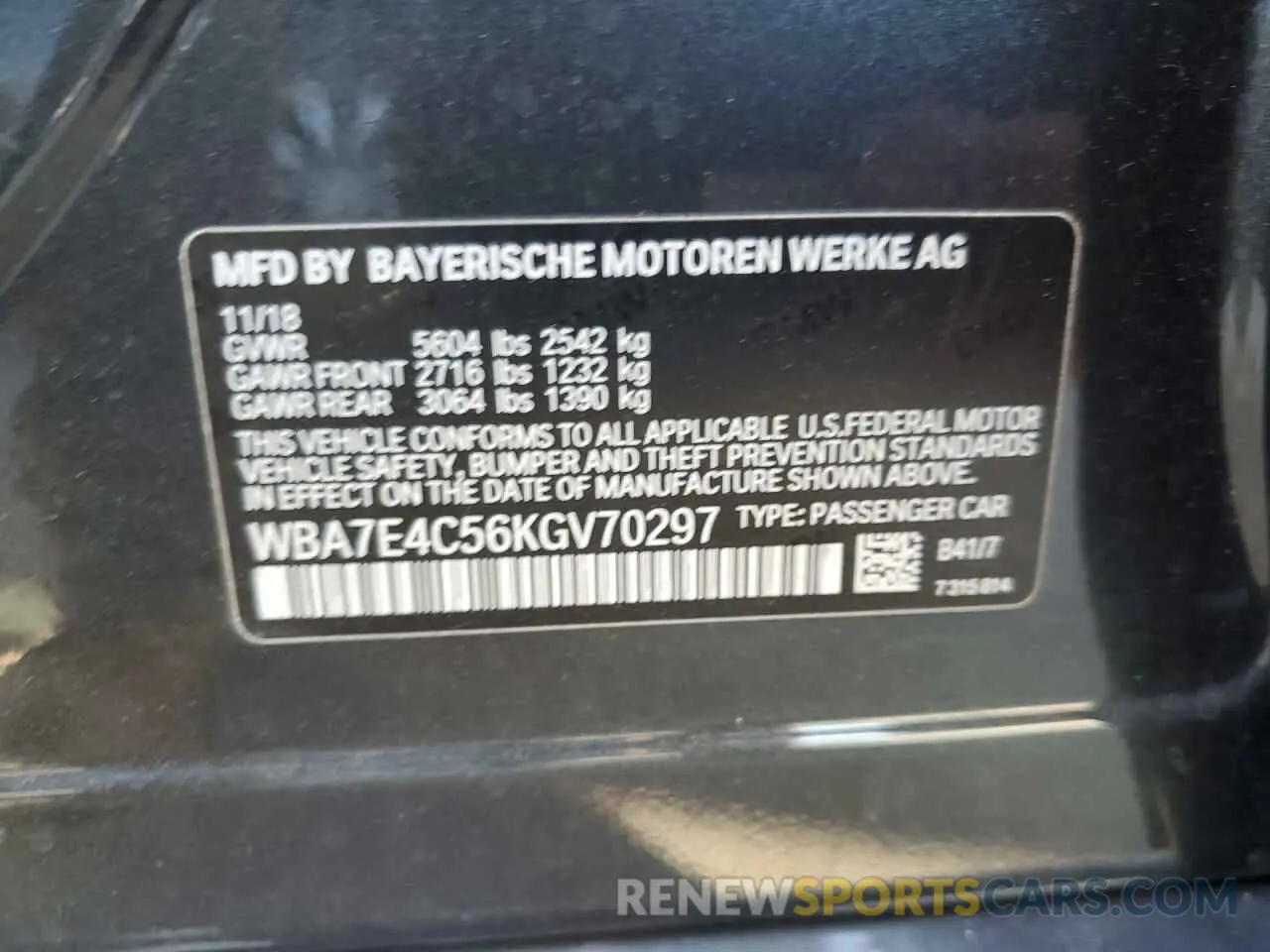 13 fotografías del automóvil dañado WBA7E4C56KGV70297 BMW 7 SERIES 2019