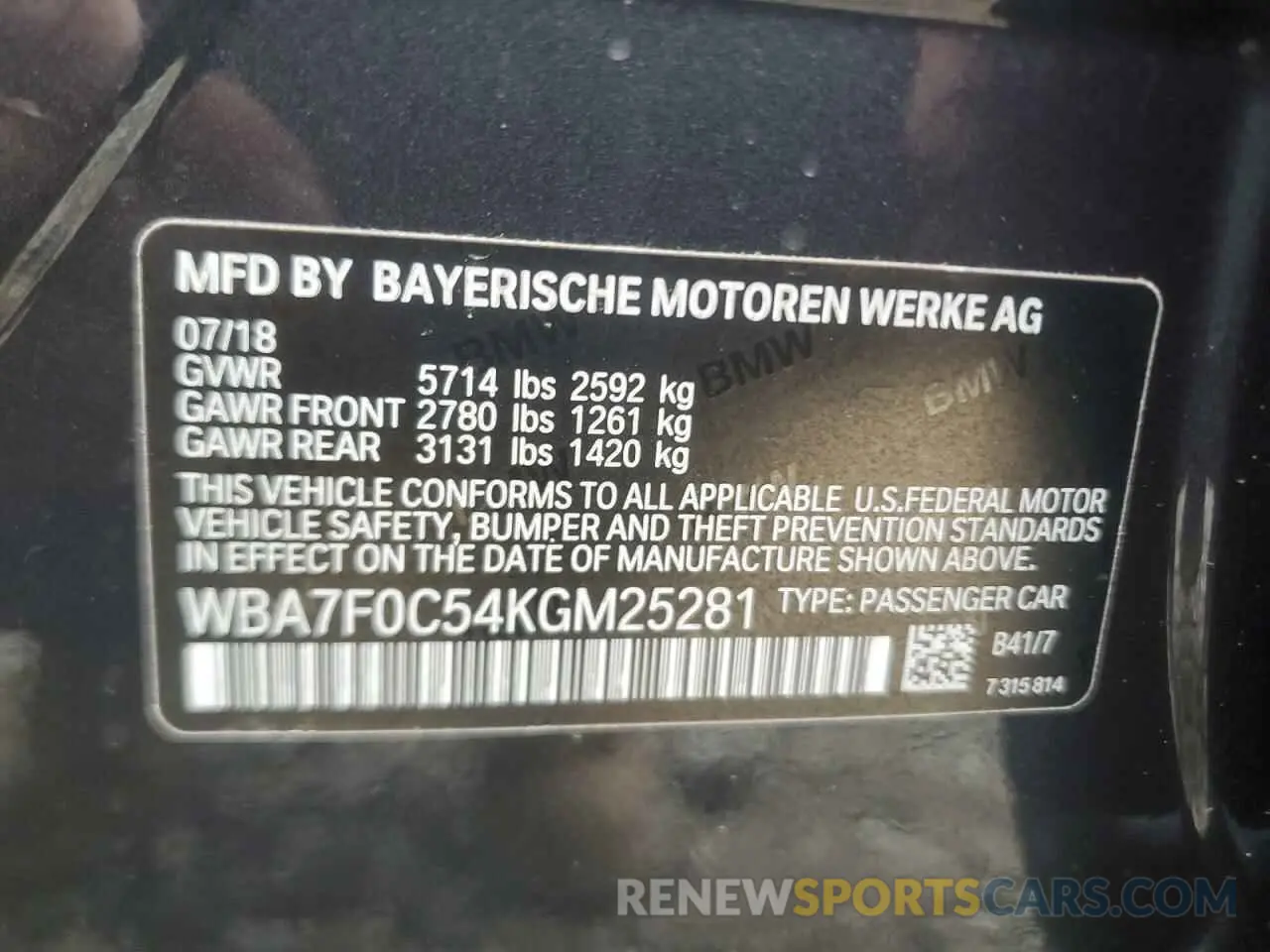 13 fotografías del automóvil dañado WBA7F0C54KGM25281 BMW 7 SERIES 2019