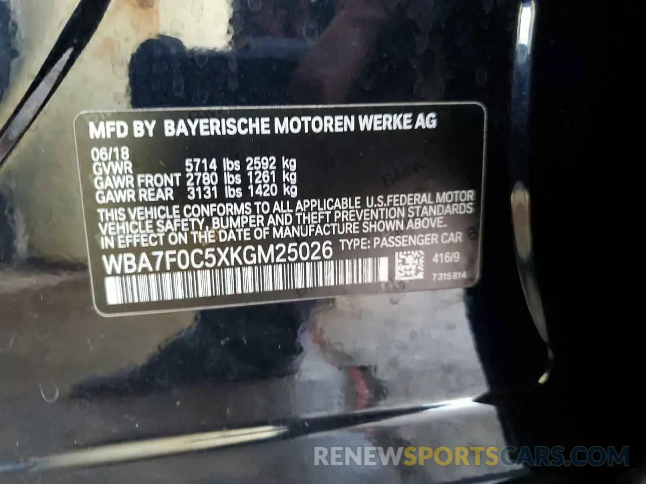 13 fotografías del automóvil dañado WBA7F0C5XKGM25026 BMW 7 SERIES 2019