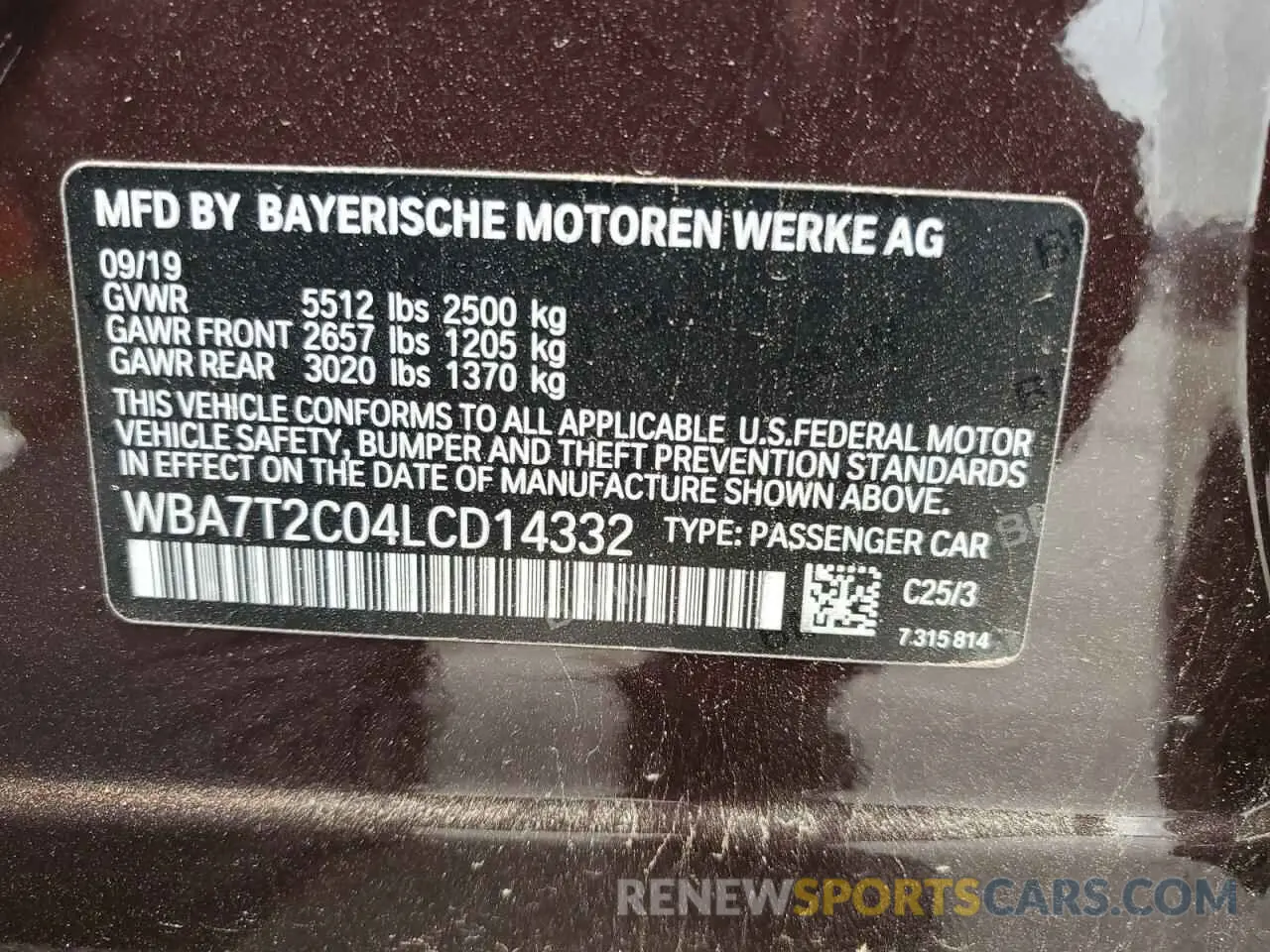 14 fotografías del automóvil dañado WBA7T2C04LCD14332 BMW 7 SERIES 2020