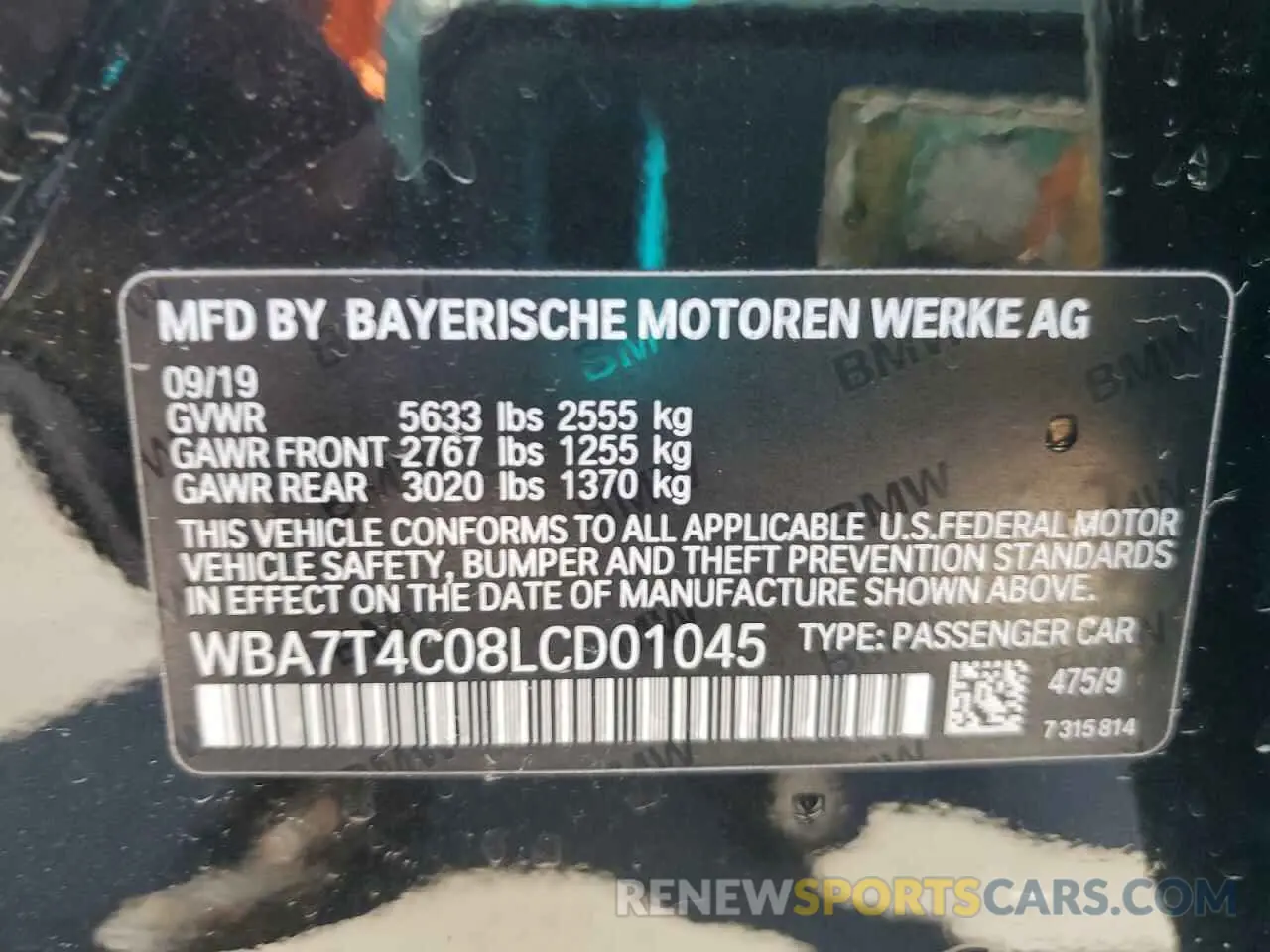 12 fotografías del automóvil dañado WBA7T4C08LCD01045 BMW 7 SERIES 2020