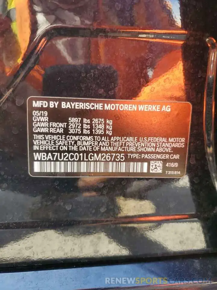 13 fotografías del automóvil dañado WBA7U2C01LGM26735 BMW 7 SERIES 2020