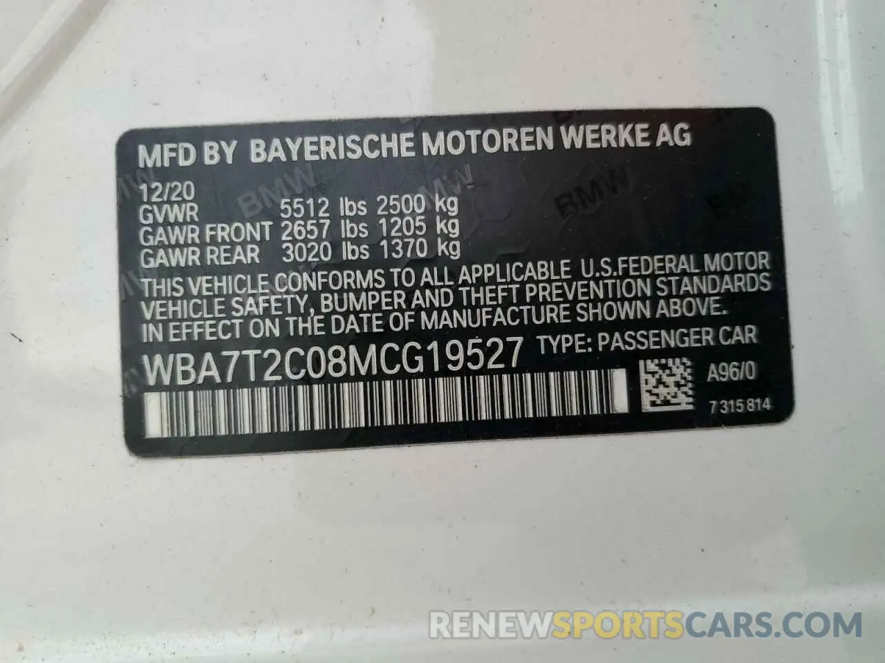 12 fotografías del automóvil dañado WBA7T2C08MCG19527 BMW 7 SERIES 2021