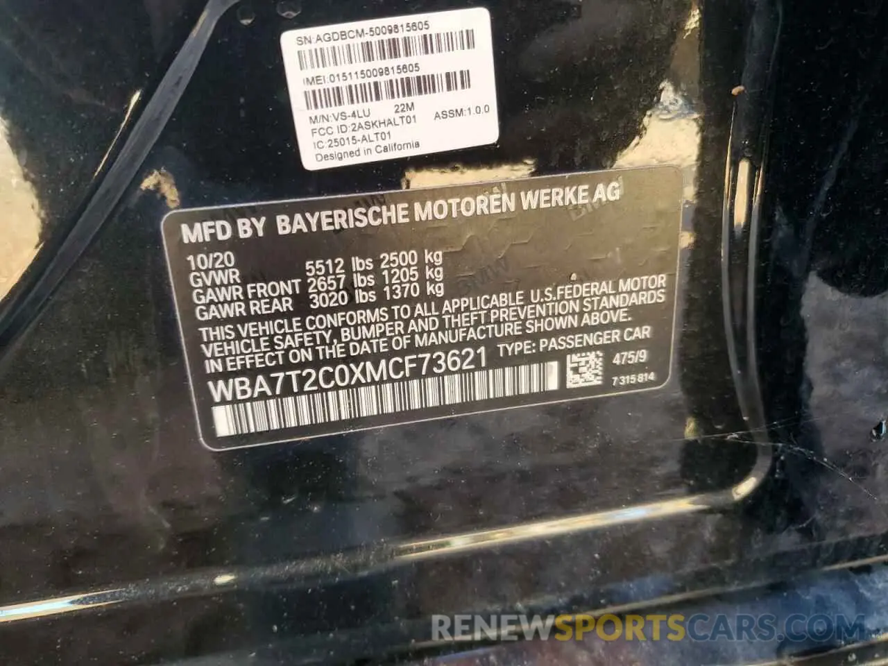13 fotografías del automóvil dañado WBA7T2C0XMCF73621 BMW 7 SERIES 2021