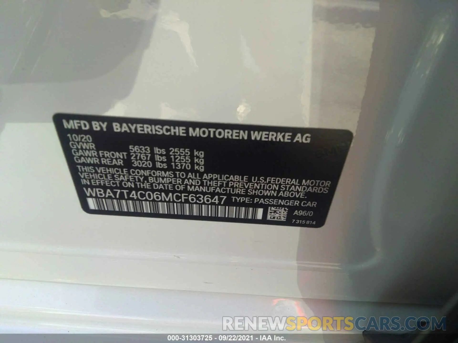 9 fotografías del automóvil dañado WBA7T4C06MCF63647 BMW 7 SERIES 2021