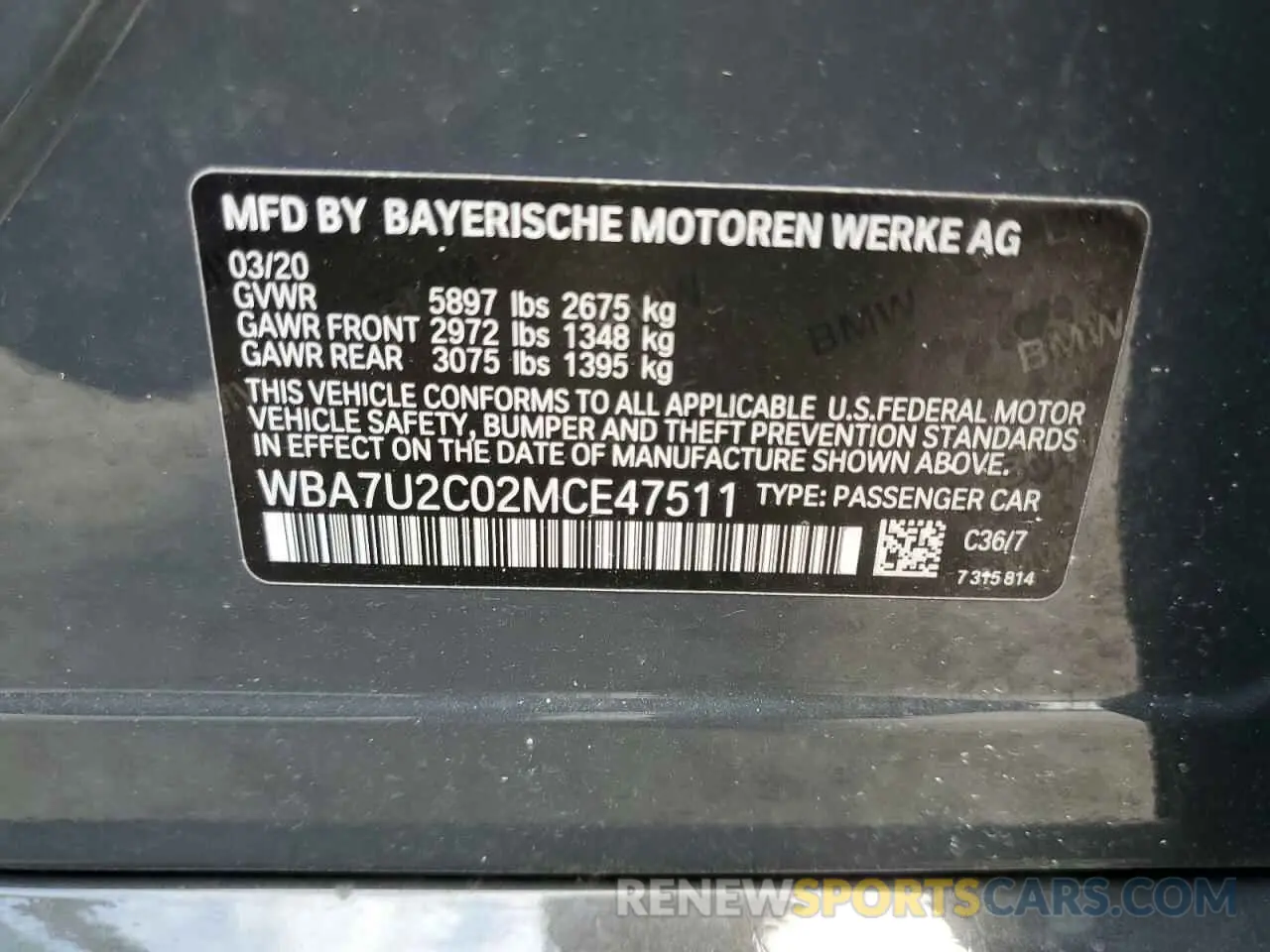 12 fotografías del automóvil dañado WBA7U2C02MCE47511 BMW 7 SERIES 2021