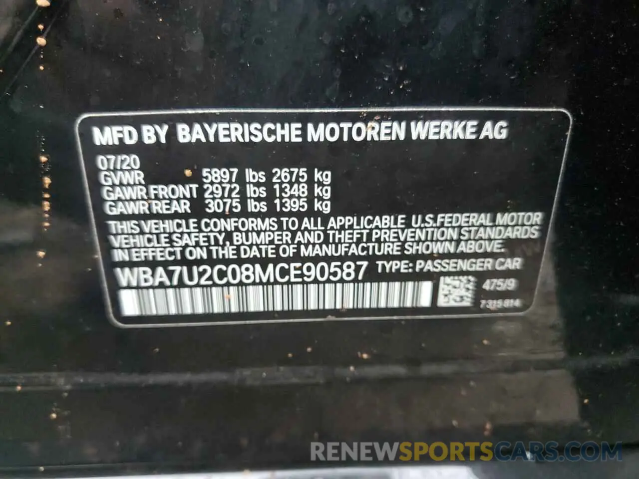 12 fotografías del automóvil dañado WBA7U2C08MCE90587 BMW 7 SERIES 2021