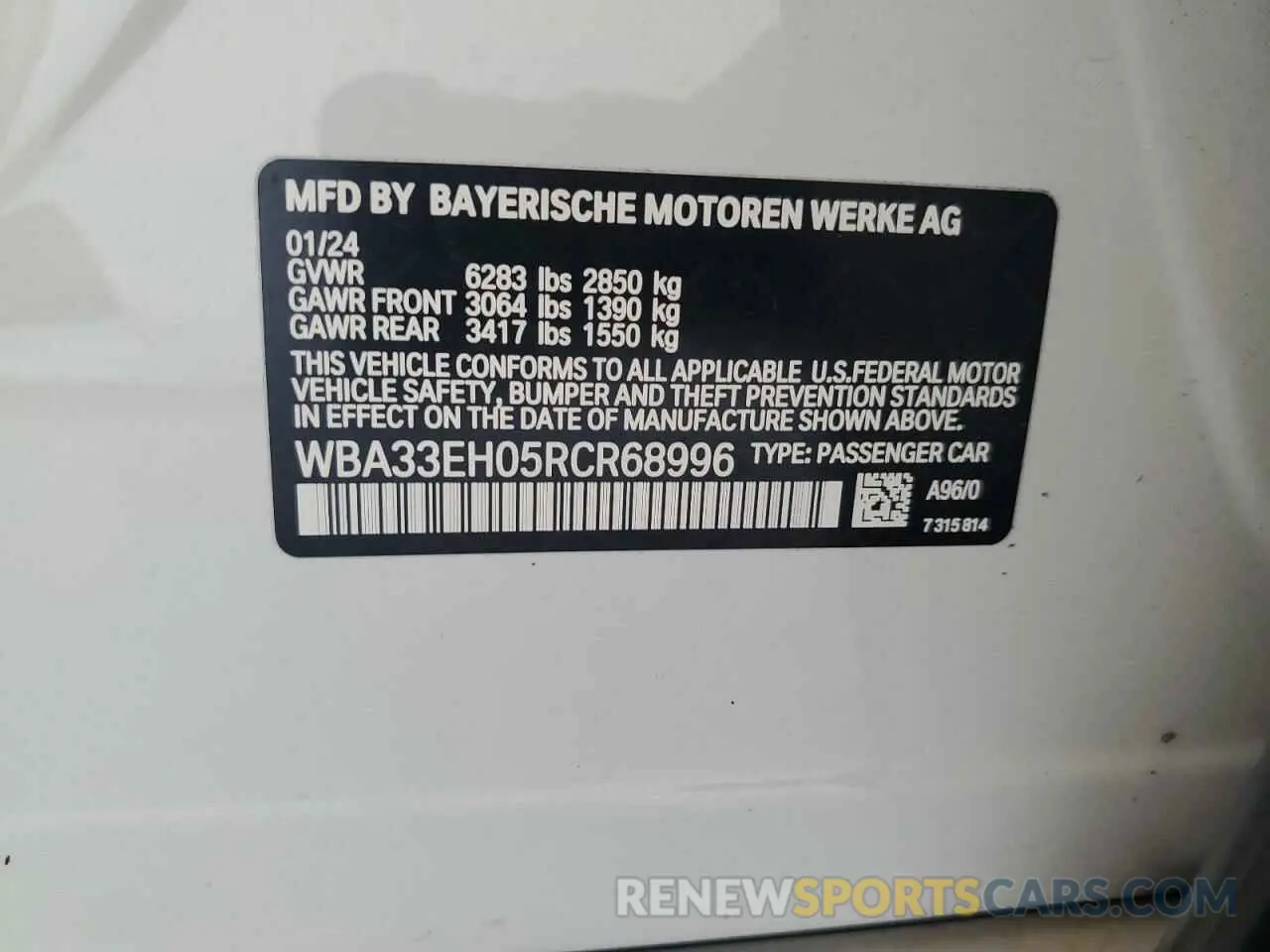 12 fotografías del automóvil dañado WBA33EH05RCR68996 BMW 7 SERIES 2024