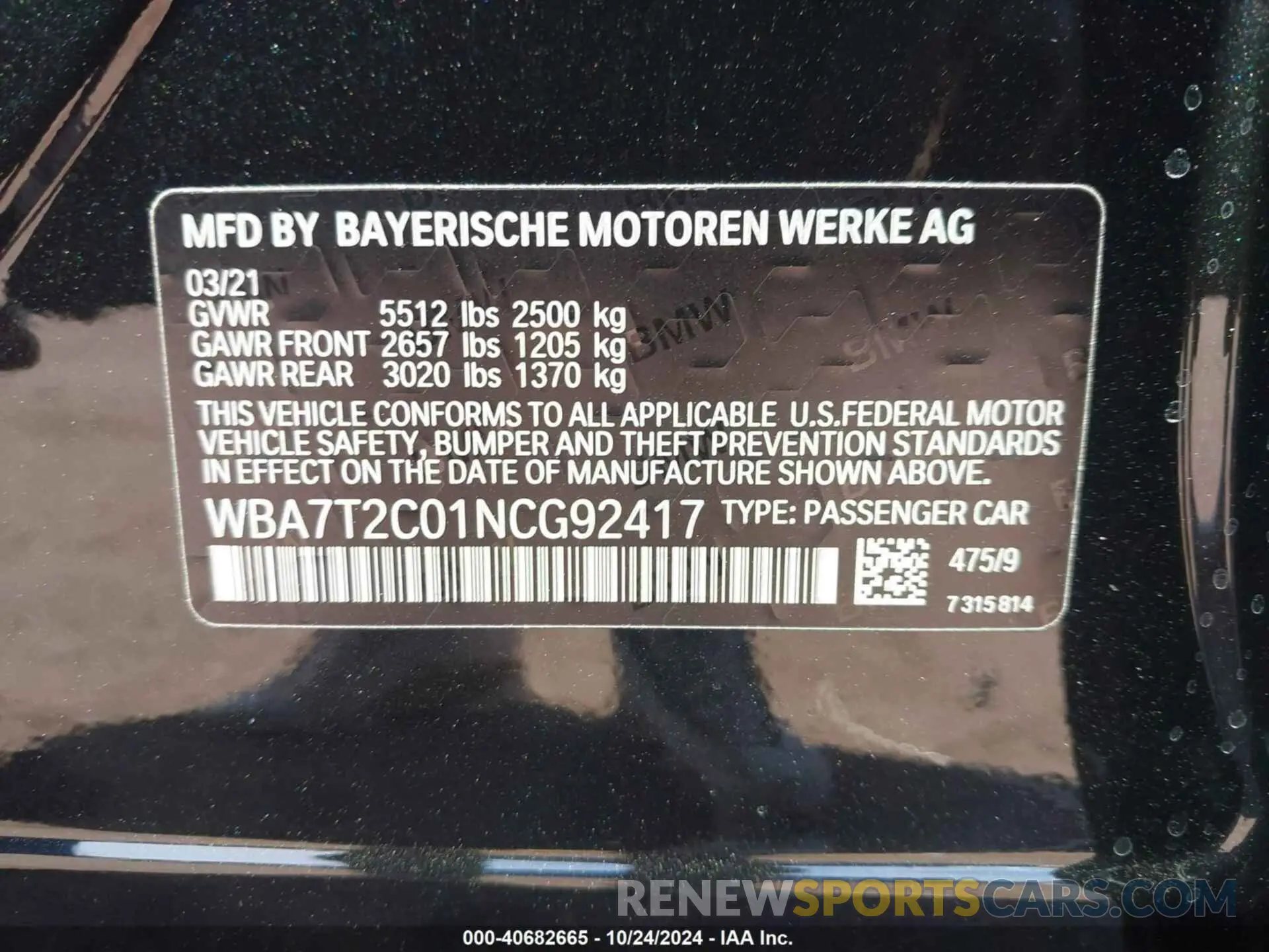 9 fotografías del automóvil dañado WBA7T2C01NCG92417 BMW 740 2022