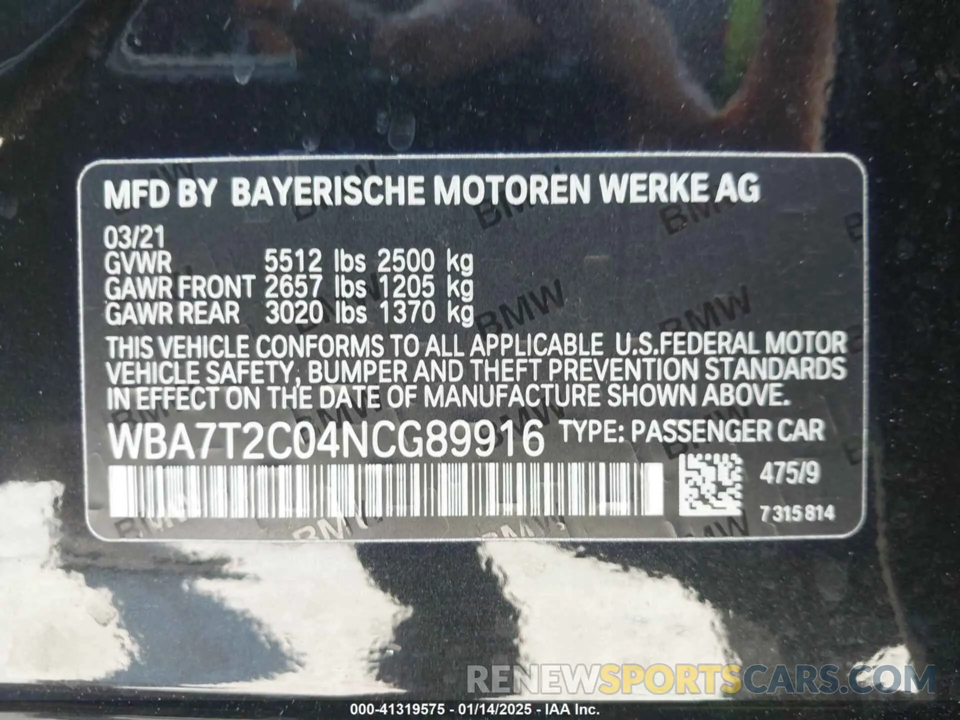 9 fotografías del automóvil dañado WBA7T2C04NCG89916 BMW 740 2022