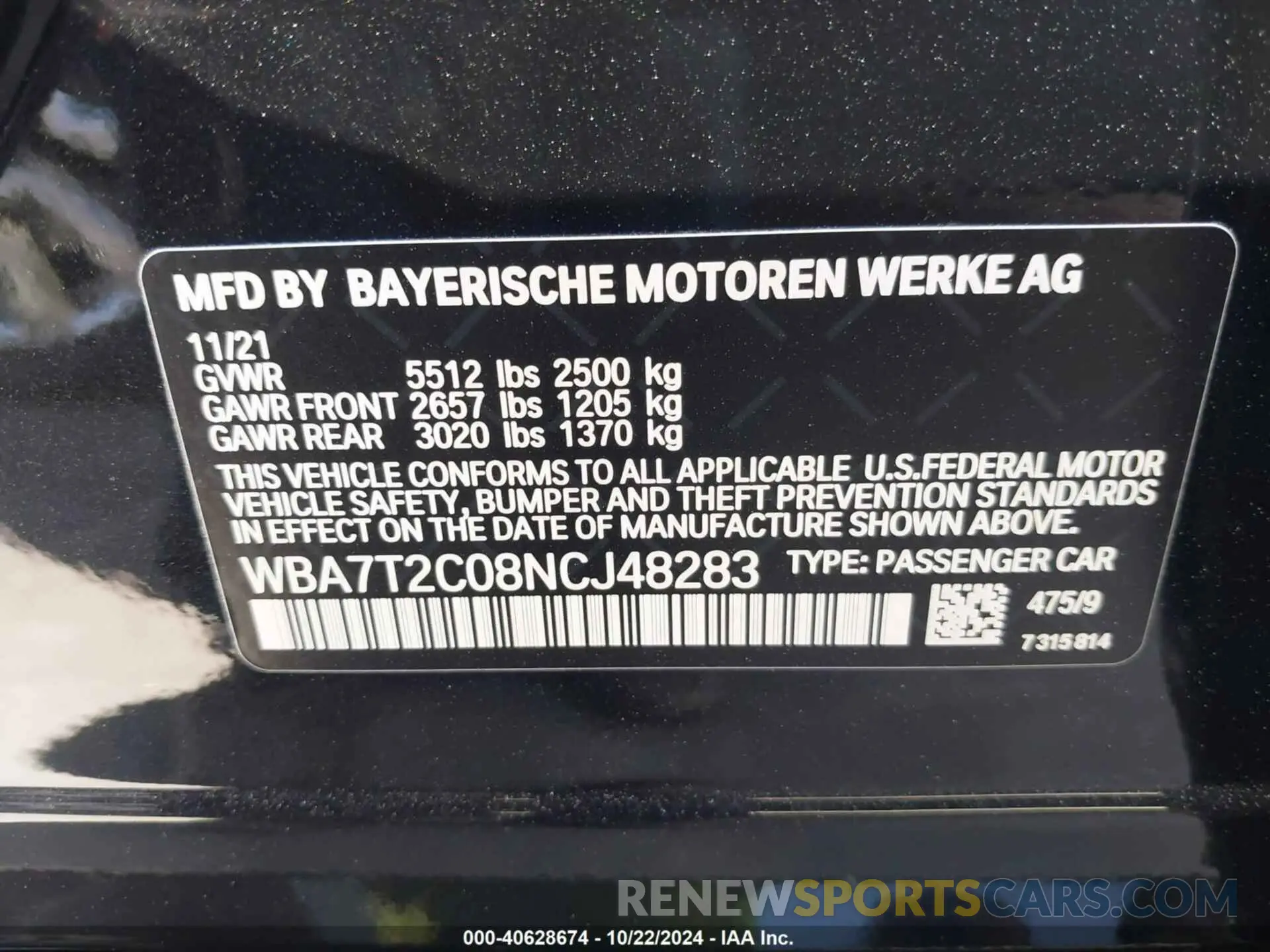 9 fotografías del automóvil dañado WBA7T2C08NCJ48283 BMW 740 2022