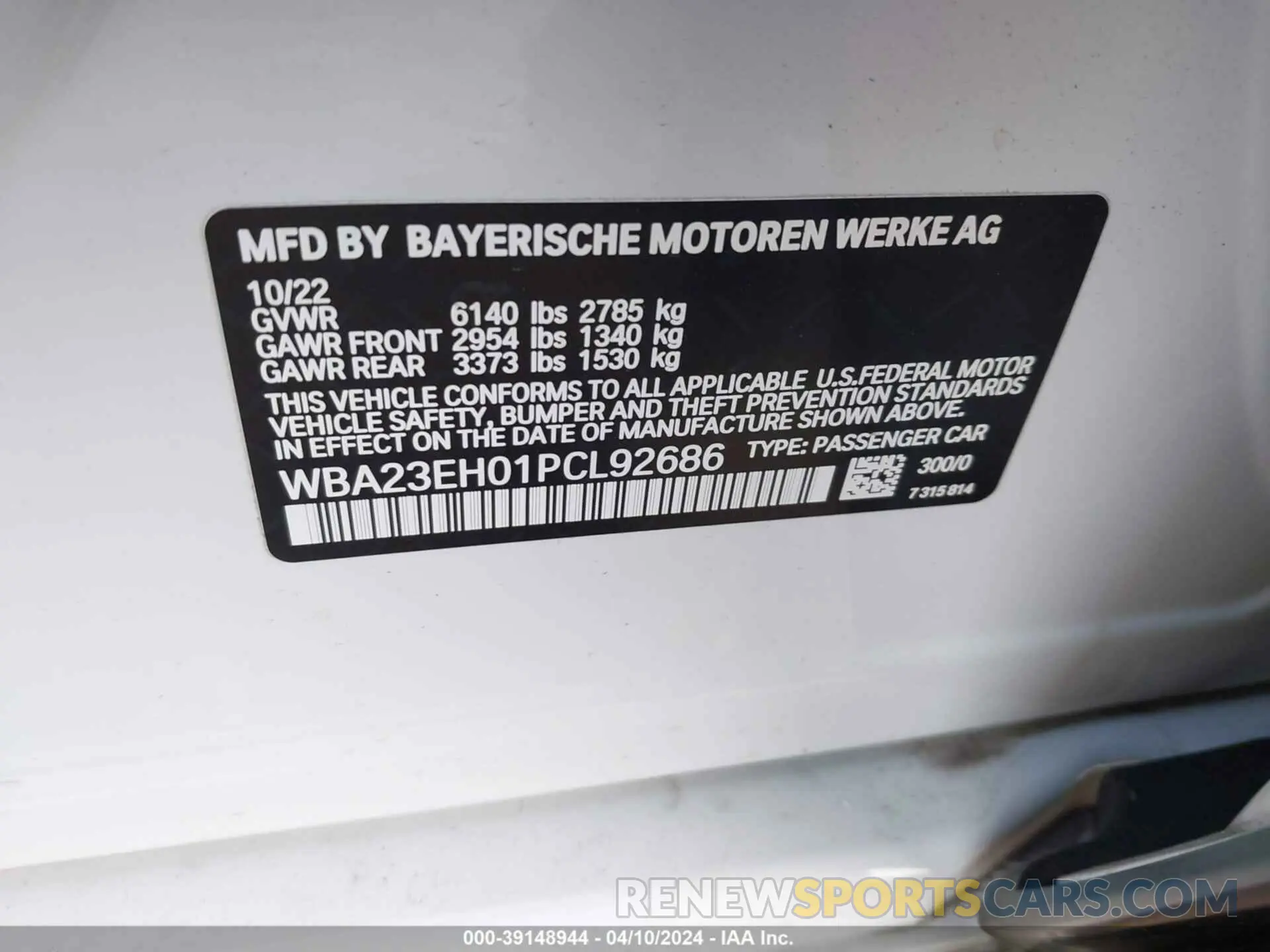 9 fotografías del automóvil dañado WBA23EH01PCL92686 BMW 740 2023