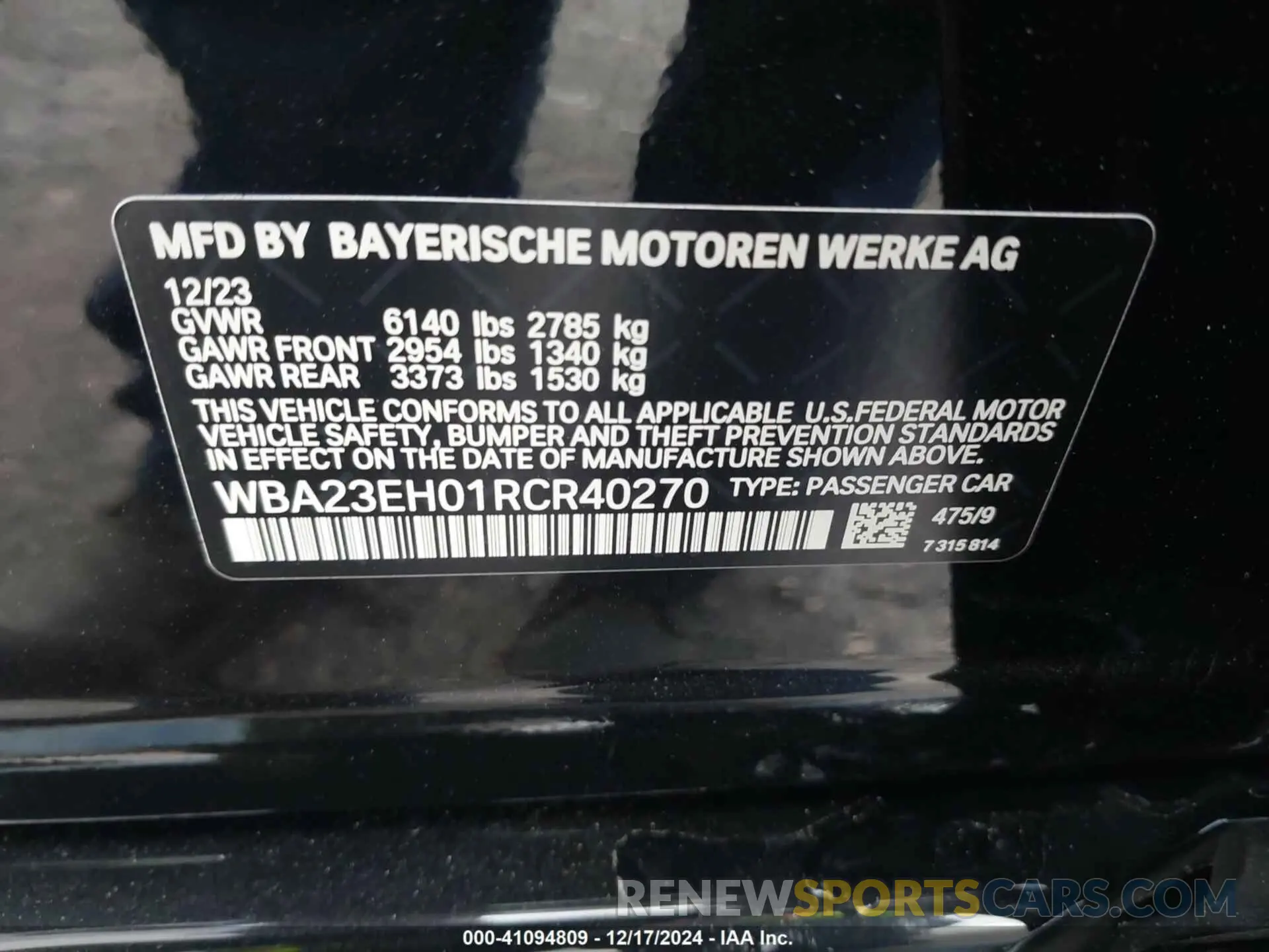 9 fotografías del automóvil dañado WBA23EH01RCR40270 BMW 740 2024