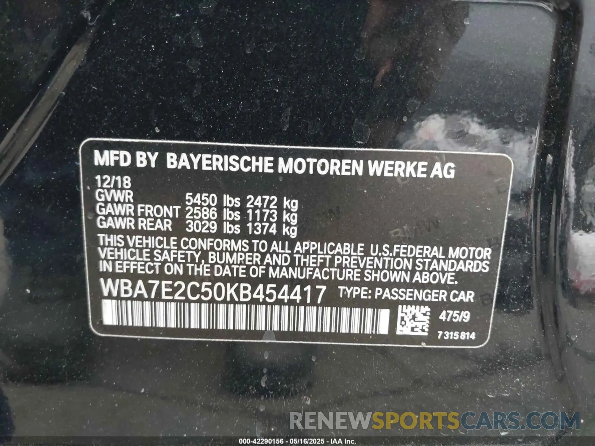 9 fotografías del automóvil dañado WBA7E2C50KB454417 BMW 740I 2019