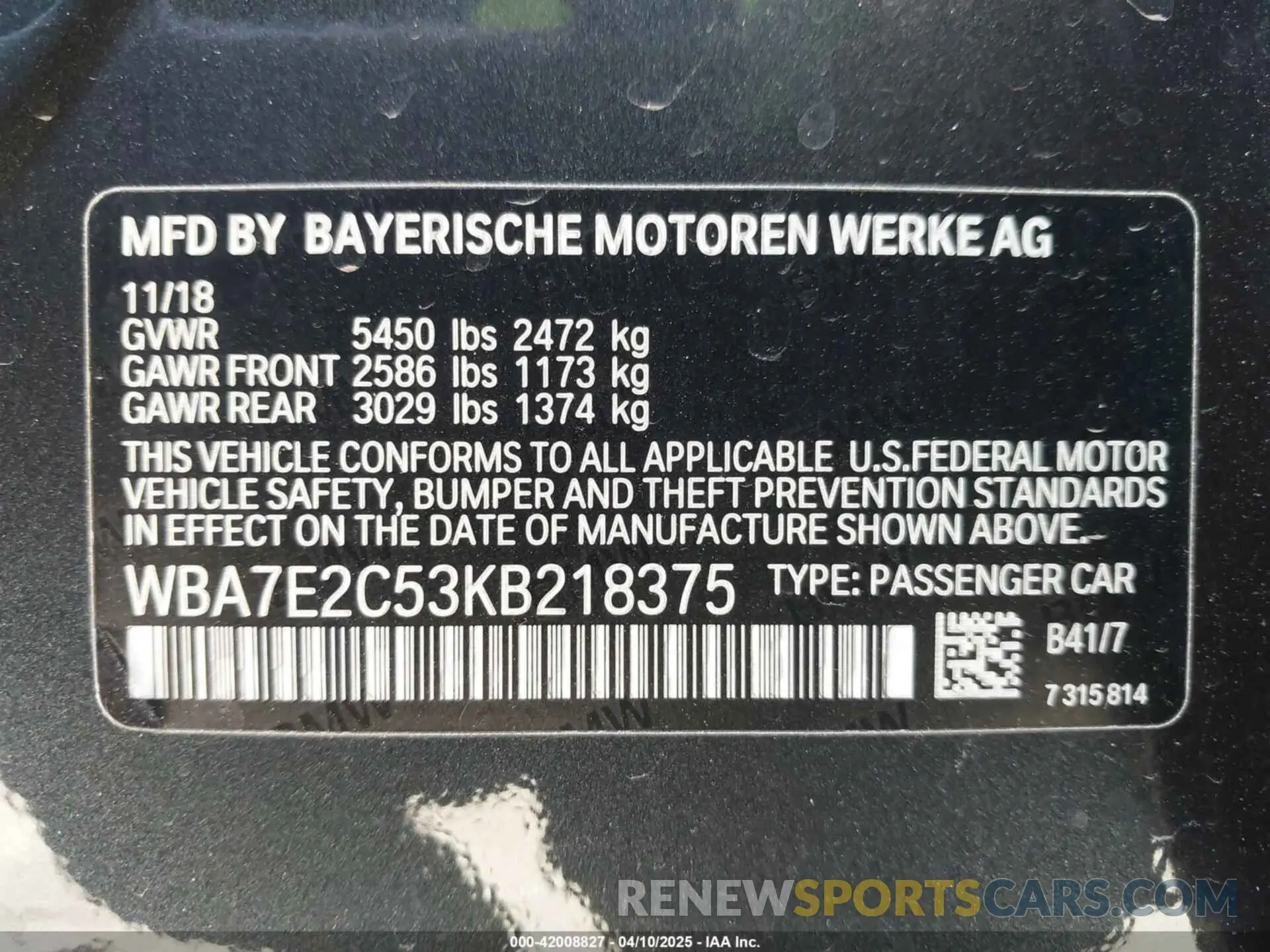 9 fotografías del automóvil dañado WBA7E2C53KB218375 BMW 740I 2019