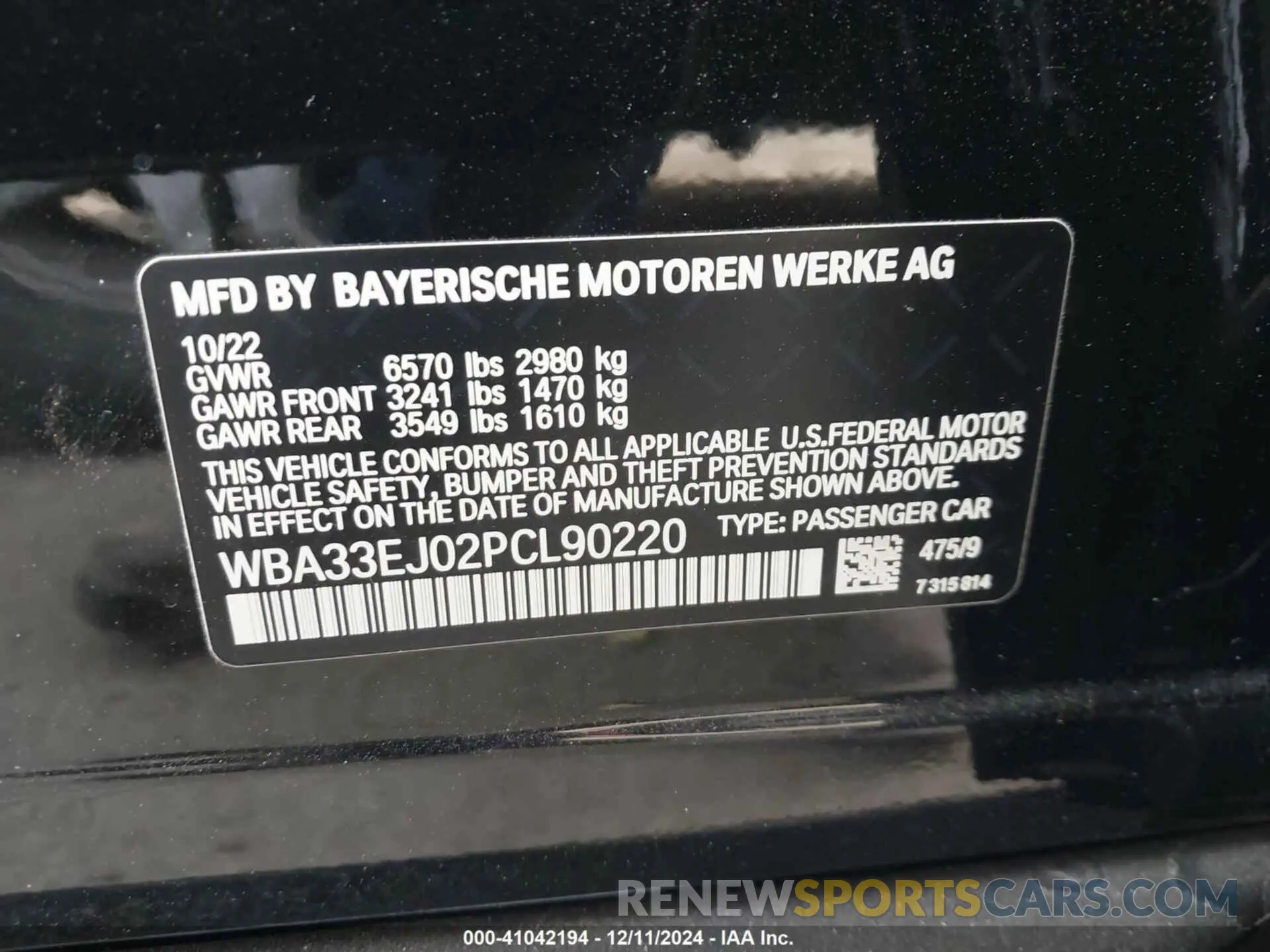 9 fotografías del automóvil dañado WBA33EJ02PCL90220 BMW 760 2023