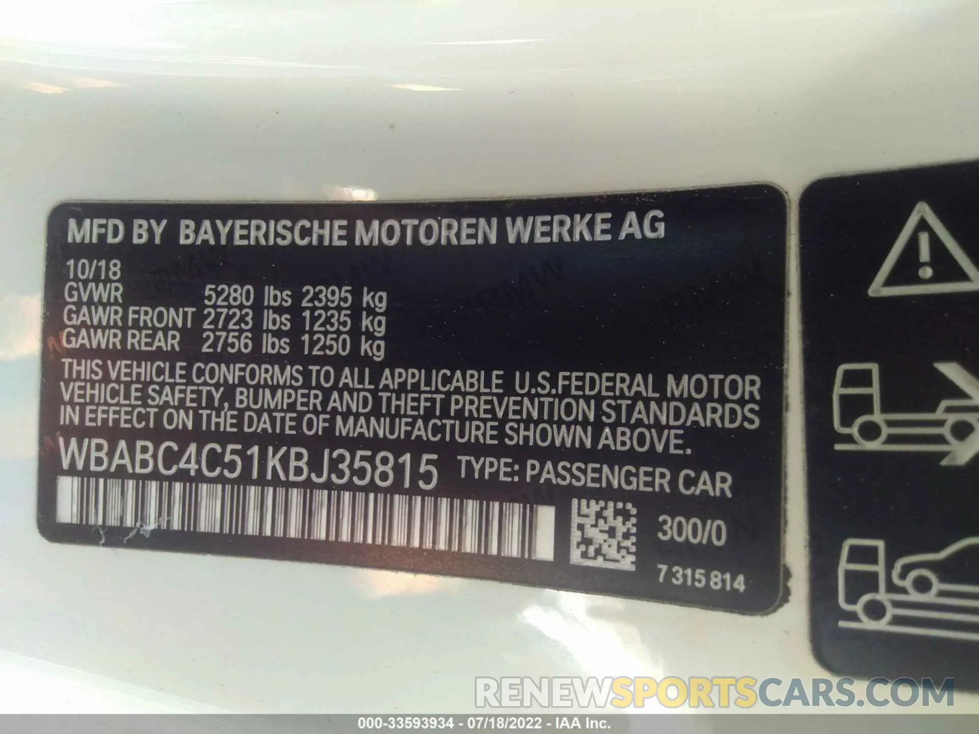 9 fotografías del automóvil dañado WBABC4C51KBJ35815 BMW 8 SERIES 2019