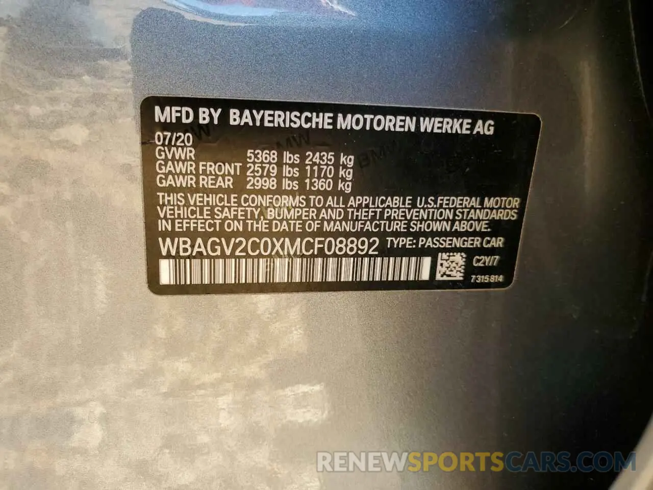 12 fotografías del automóvil dañado WBAGV2C0XMCF08892 BMW 8 SERIES 2021