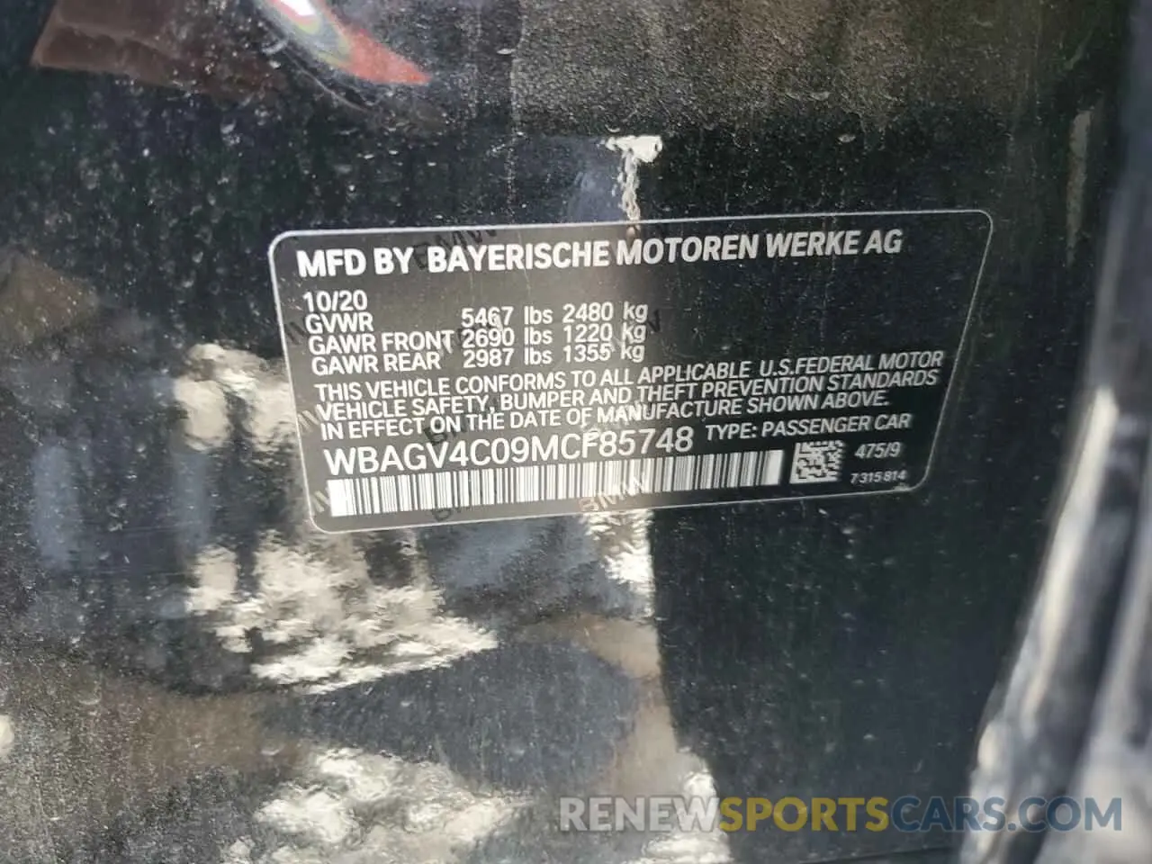10 fotografías del automóvil dañado WBAGV4C09MCF85748 BMW 8 SERIES 2021