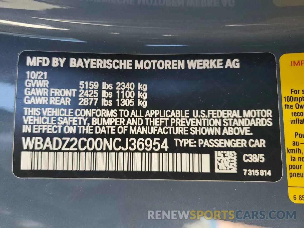 12 fotografías del automóvil dañado WBADZ2C00NCJ36954 BMW 8 SERIES 2022