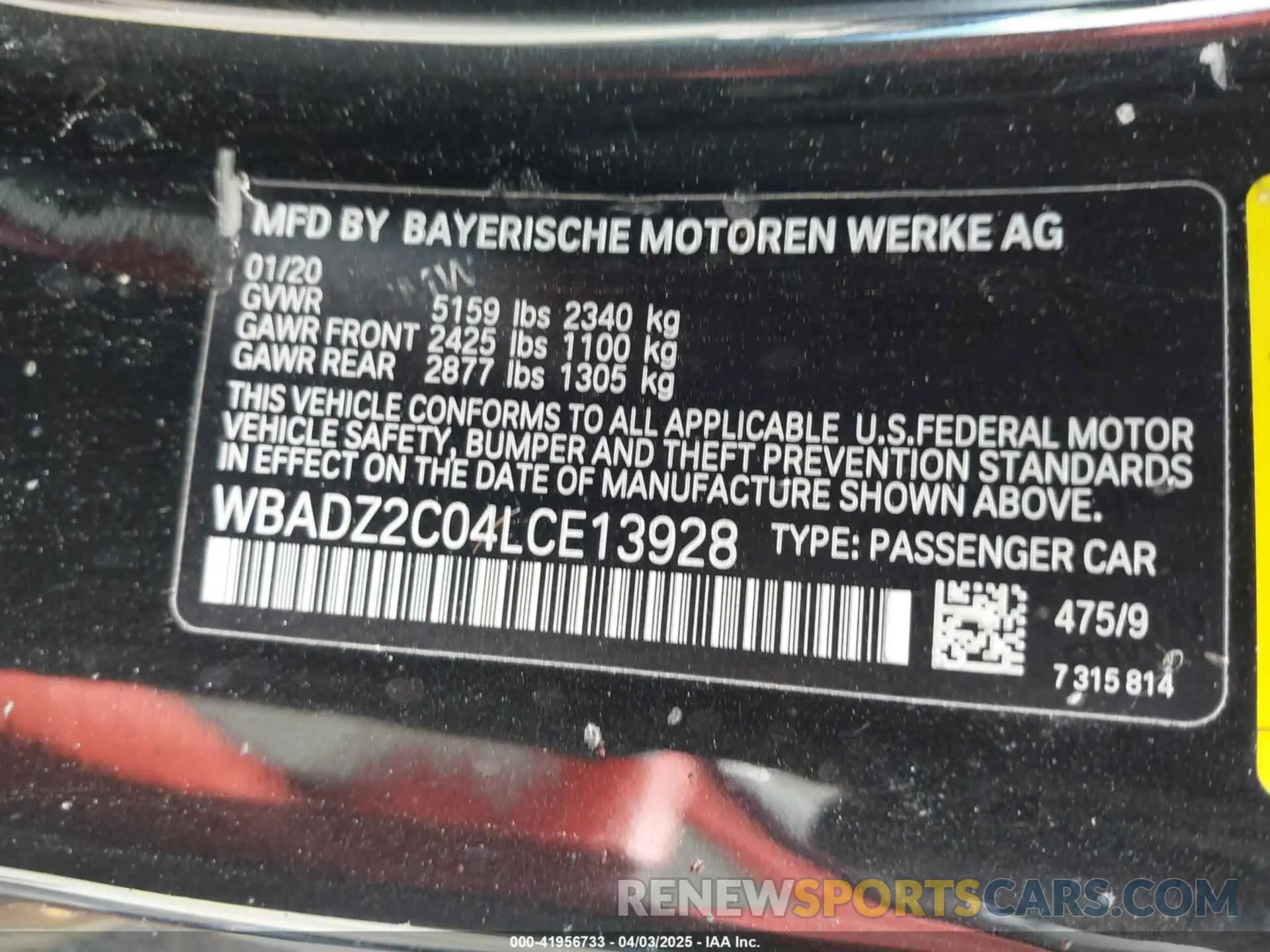 9 fotografías del automóvil dañado WBADZ2C04LCE13928 BMW 840I 2020