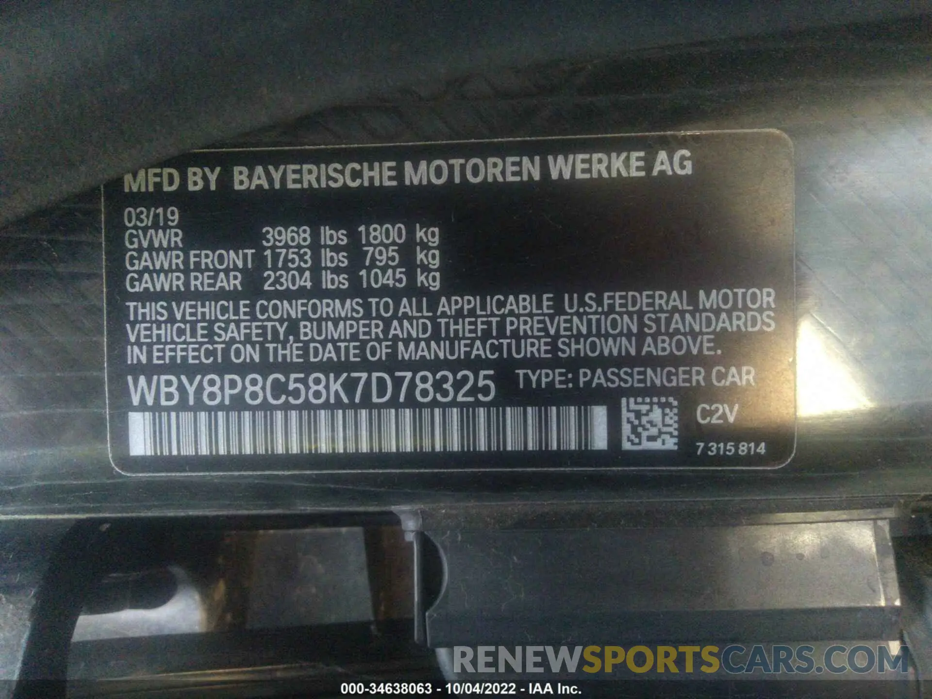 9 fotografías del automóvil dañado WBY8P8C58K7D78325 BMW I3 2019