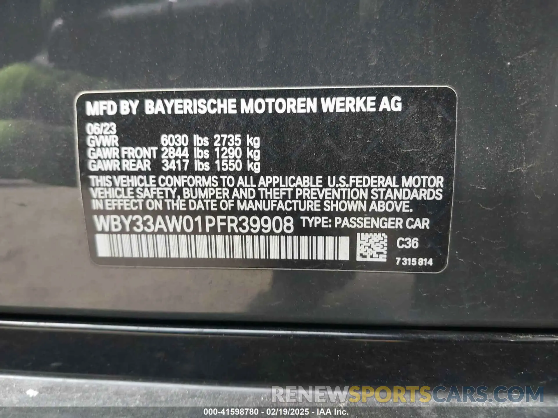 9 fotografías del automóvil dañado WBY33AW01PFR39908 BMW I4 2023