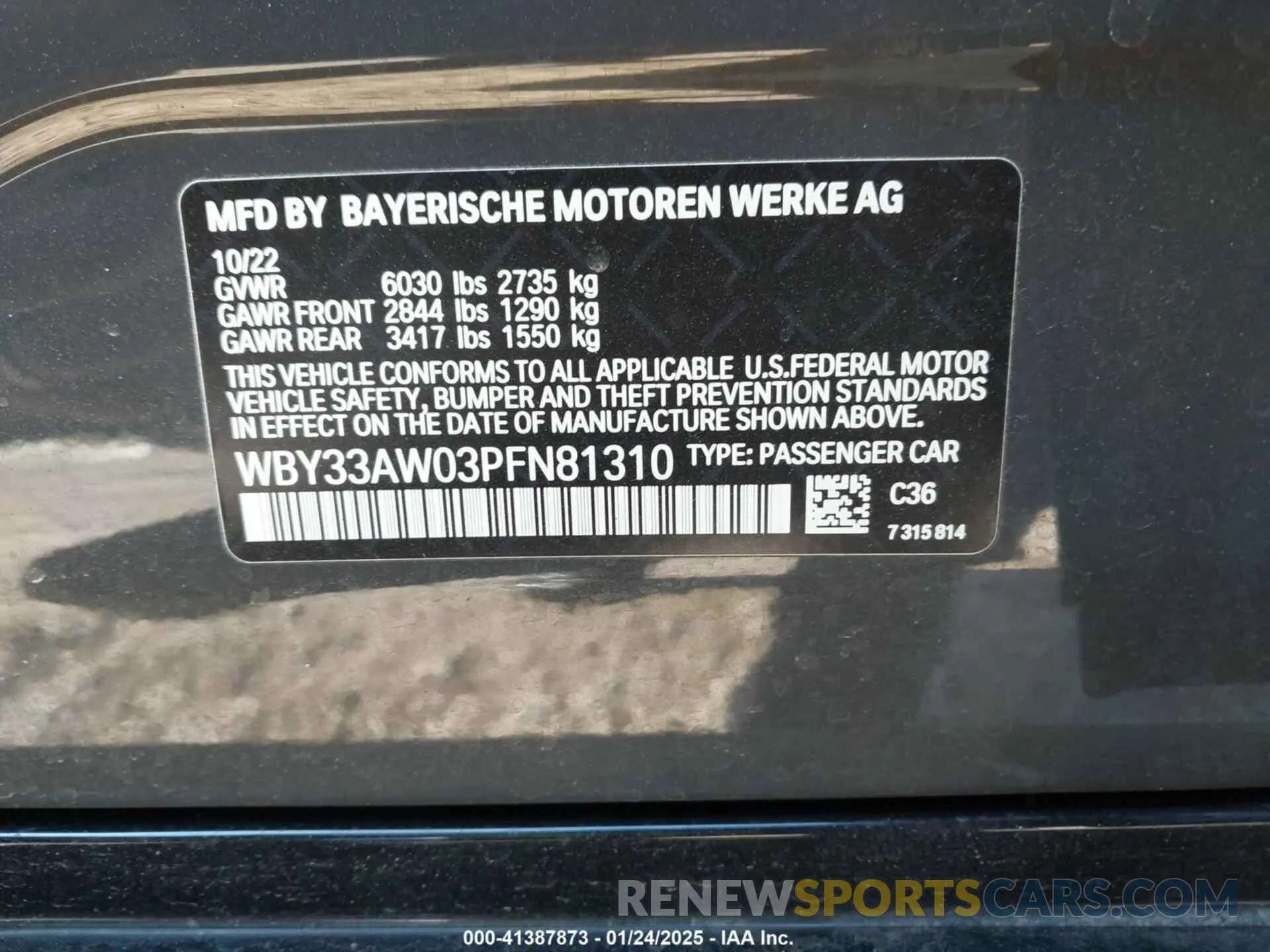 9 fotografías del automóvil dañado WBY33AW03PFN81310 BMW I4 2023