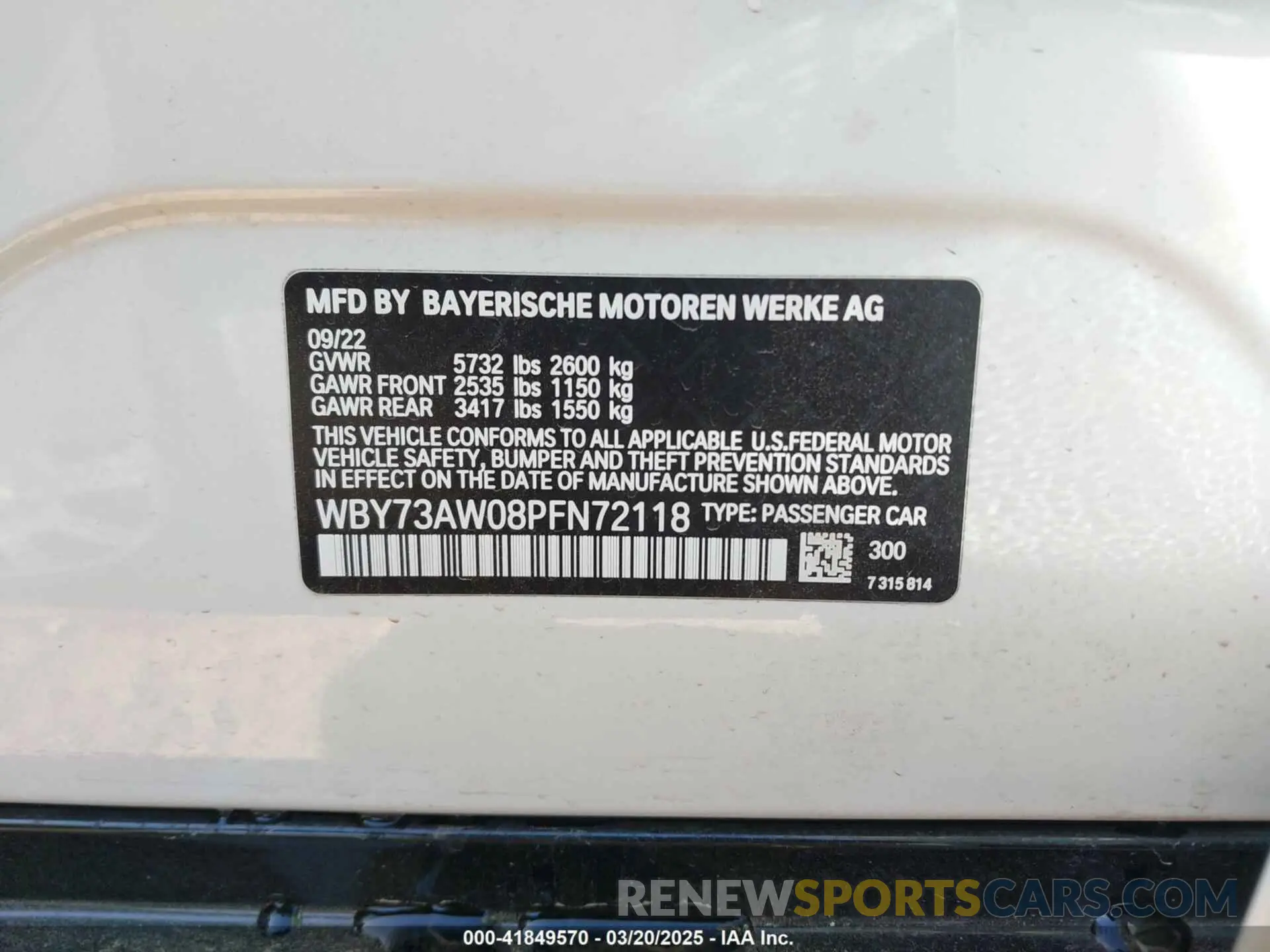 9 fotografías del automóvil dañado WBY73AW08PFN72118 BMW I4 2023