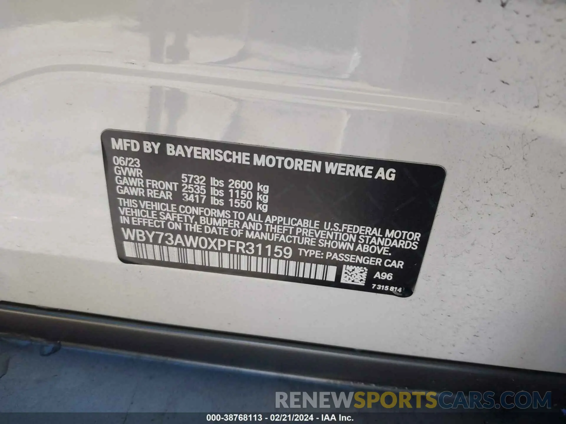 9 fotografías del automóvil dañado WBY73AW0XPFR31159 BMW I4 2023