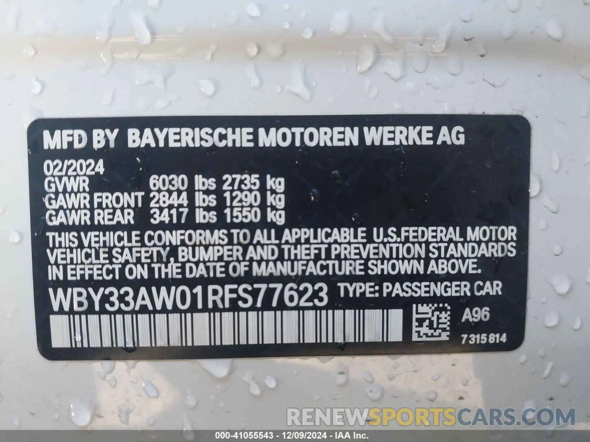 9 fotografías del automóvil dañado WBY33AW01RFS77623 BMW I4 2024