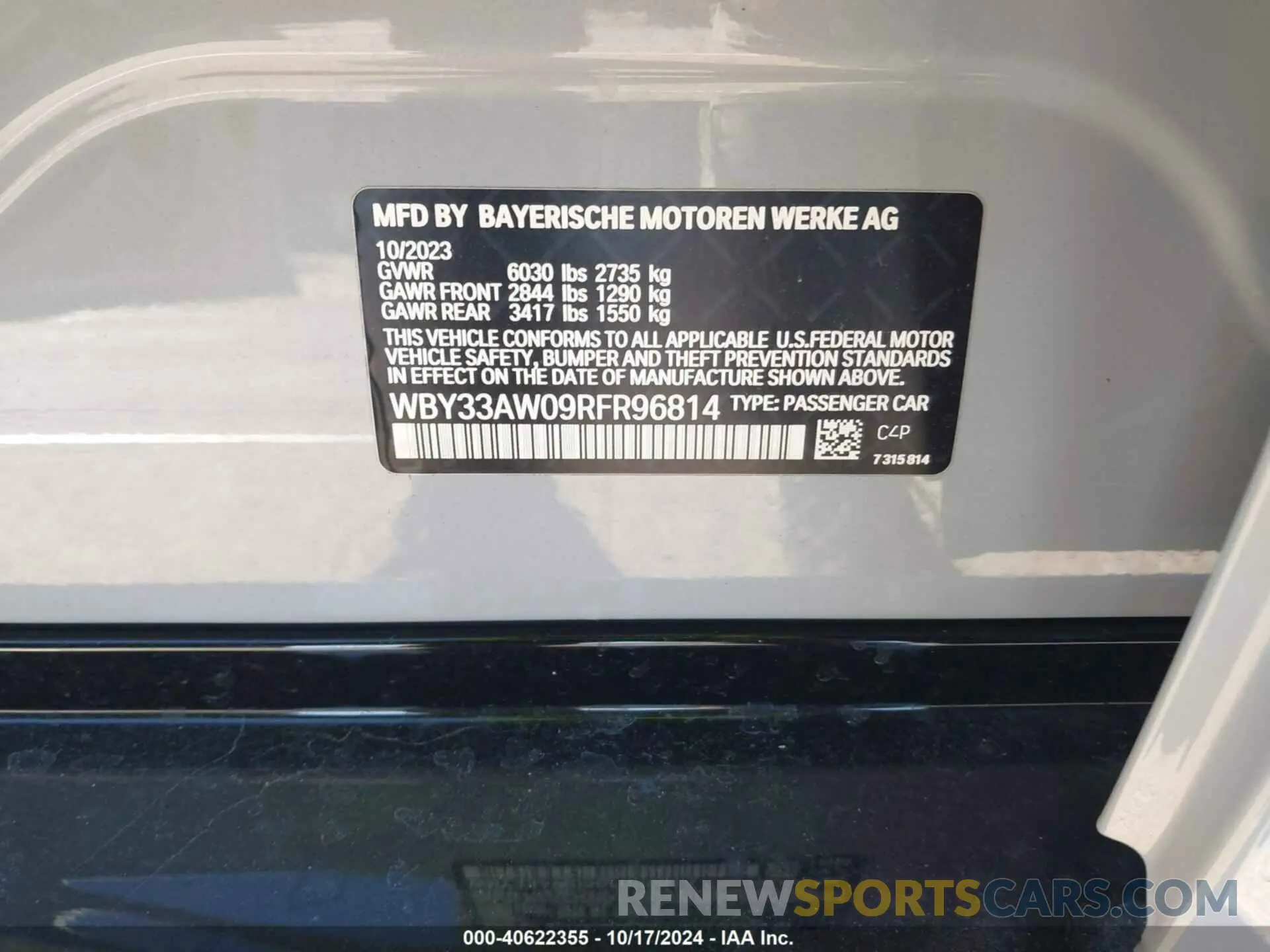 9 fotografías del automóvil dañado WBY33AW09RFR96814 BMW I4 2024