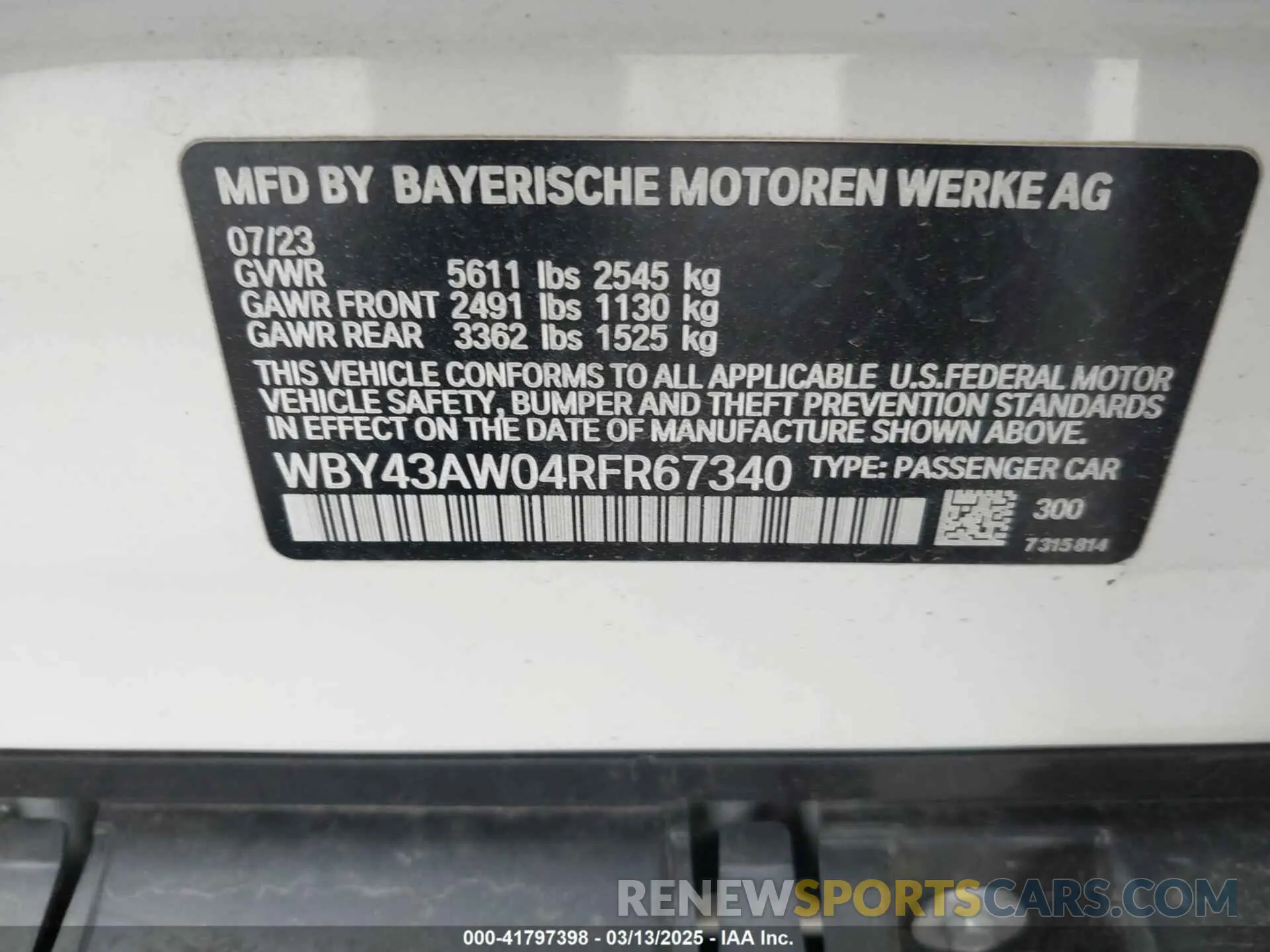 9 fotografías del automóvil dañado WBY43AW04RFR67340 BMW I4 2024