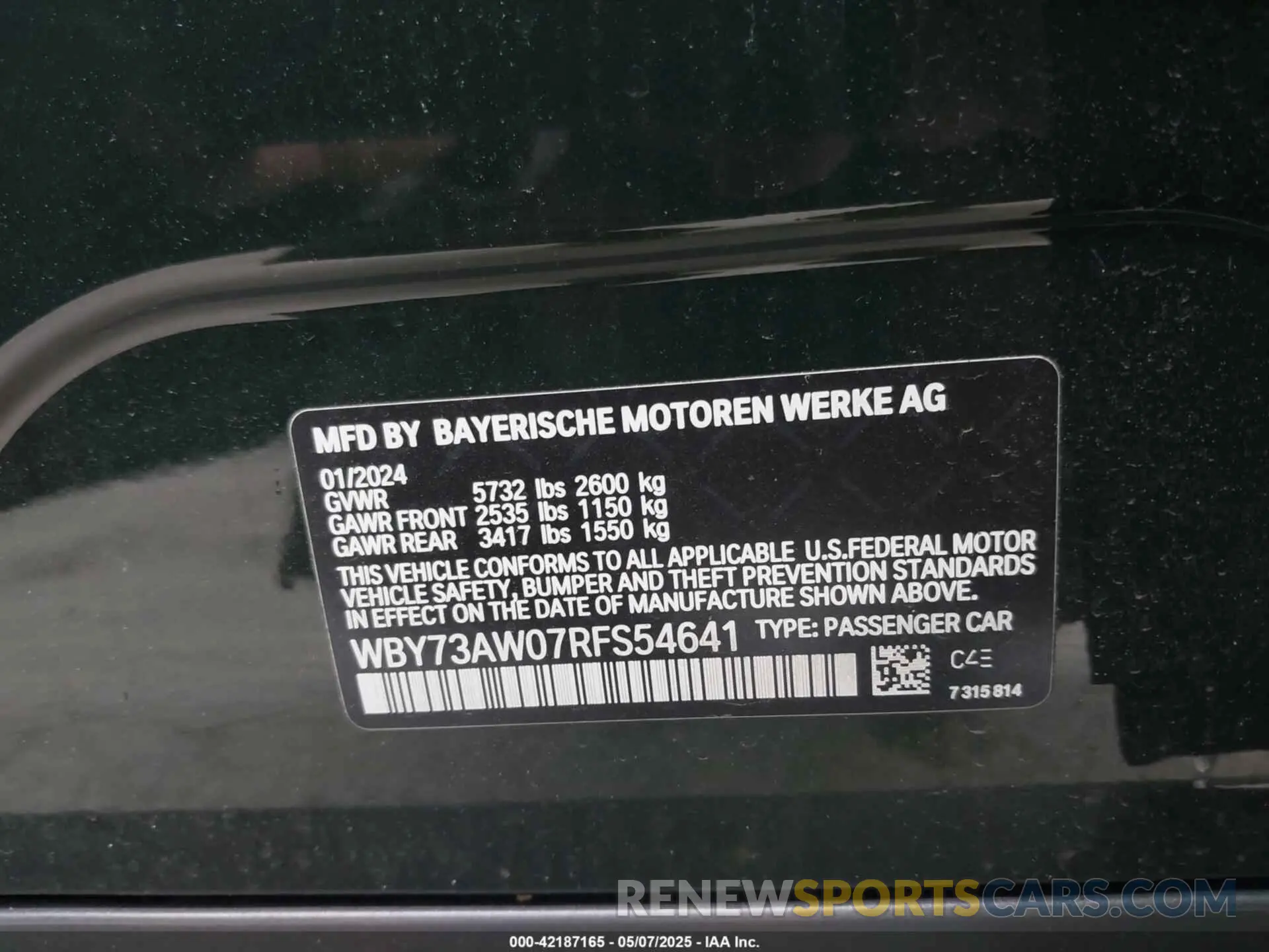 9 fotografías del automóvil dañado WBY73AW07RFS54641 BMW I4 2024
